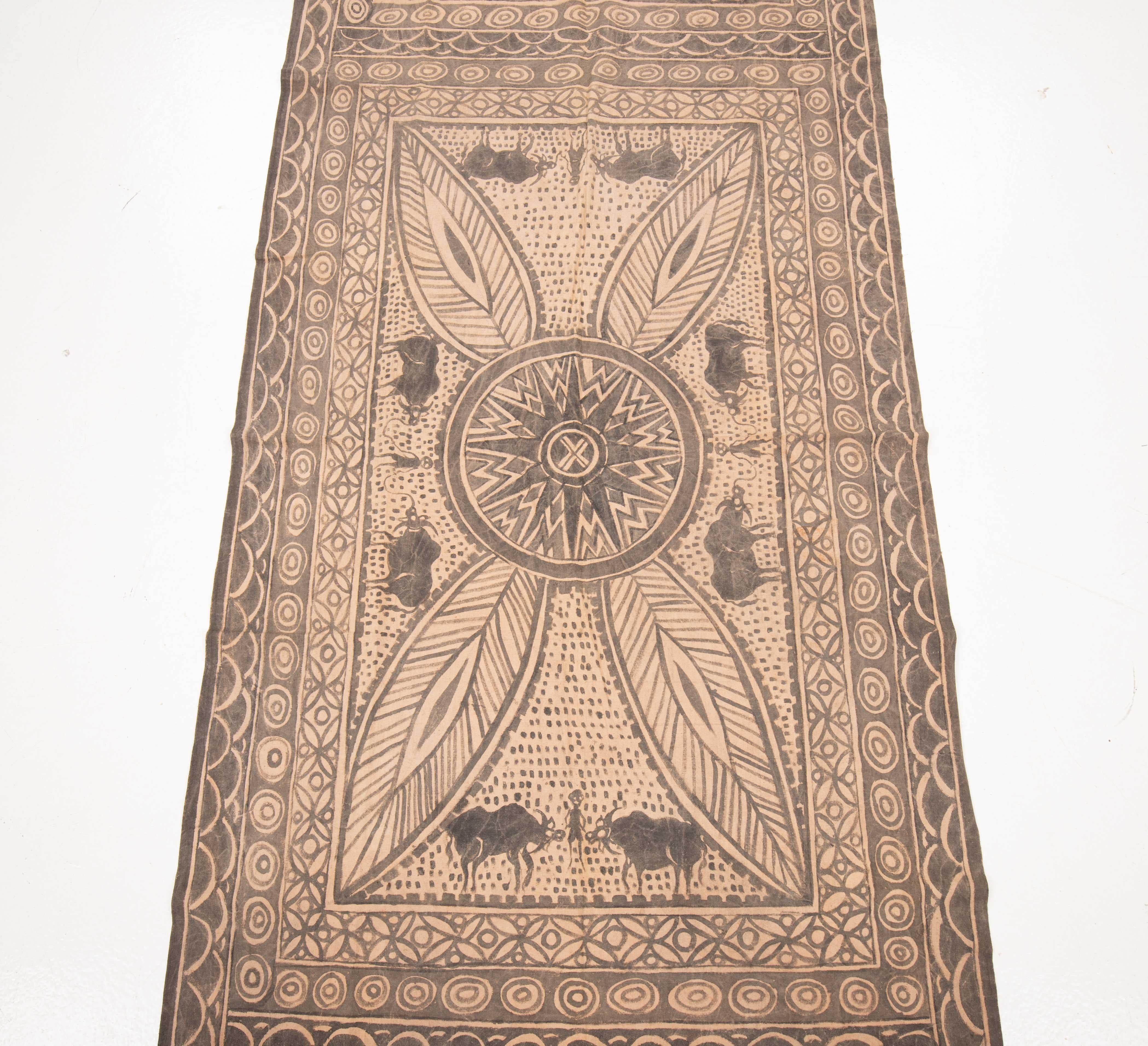 Tribal Sulawesi Island , Toroja hand Painted ceremonial Cloth ( Sarita), Indonesia For Sale