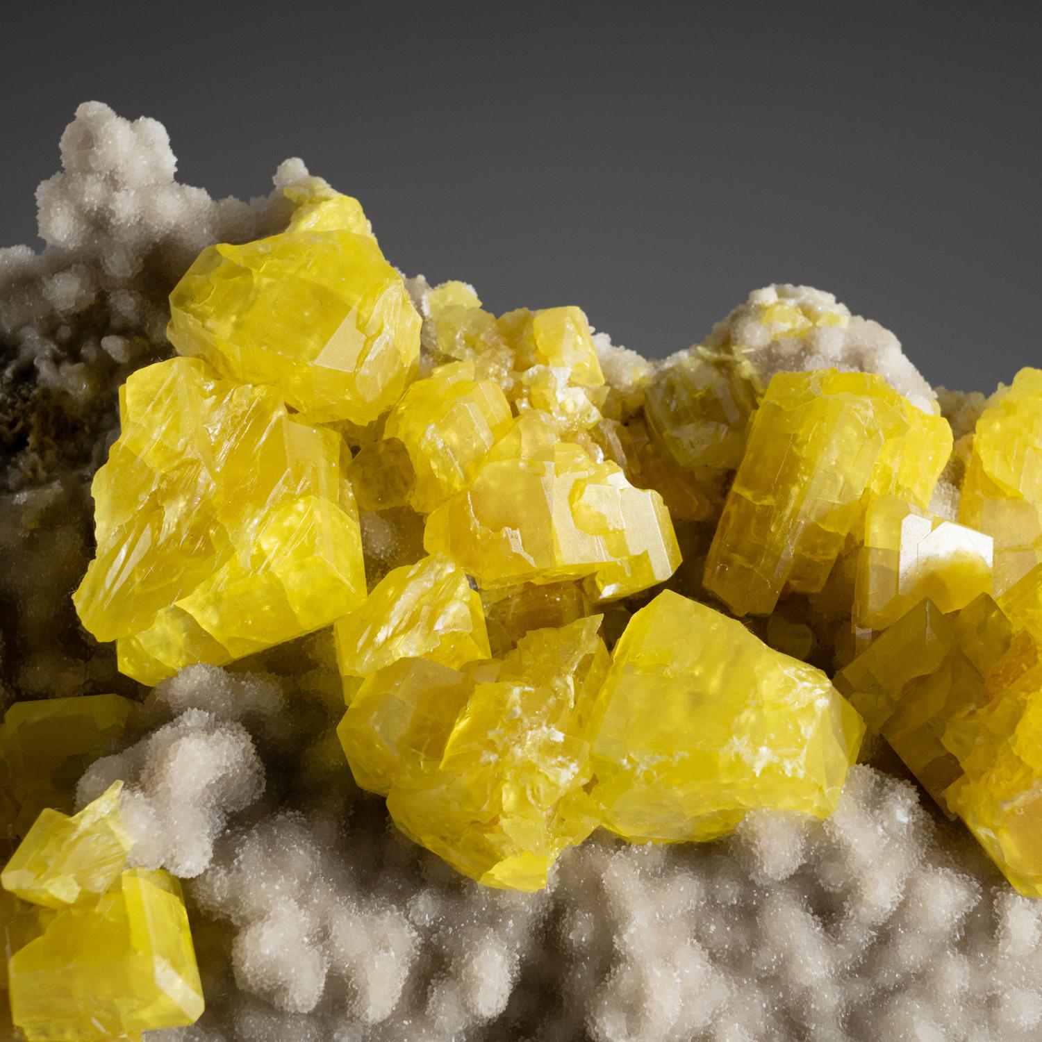 18th Century and Earlier Sulfur on Aragonite Mineral from Agrigento Province, Sicily, Italy For Sale