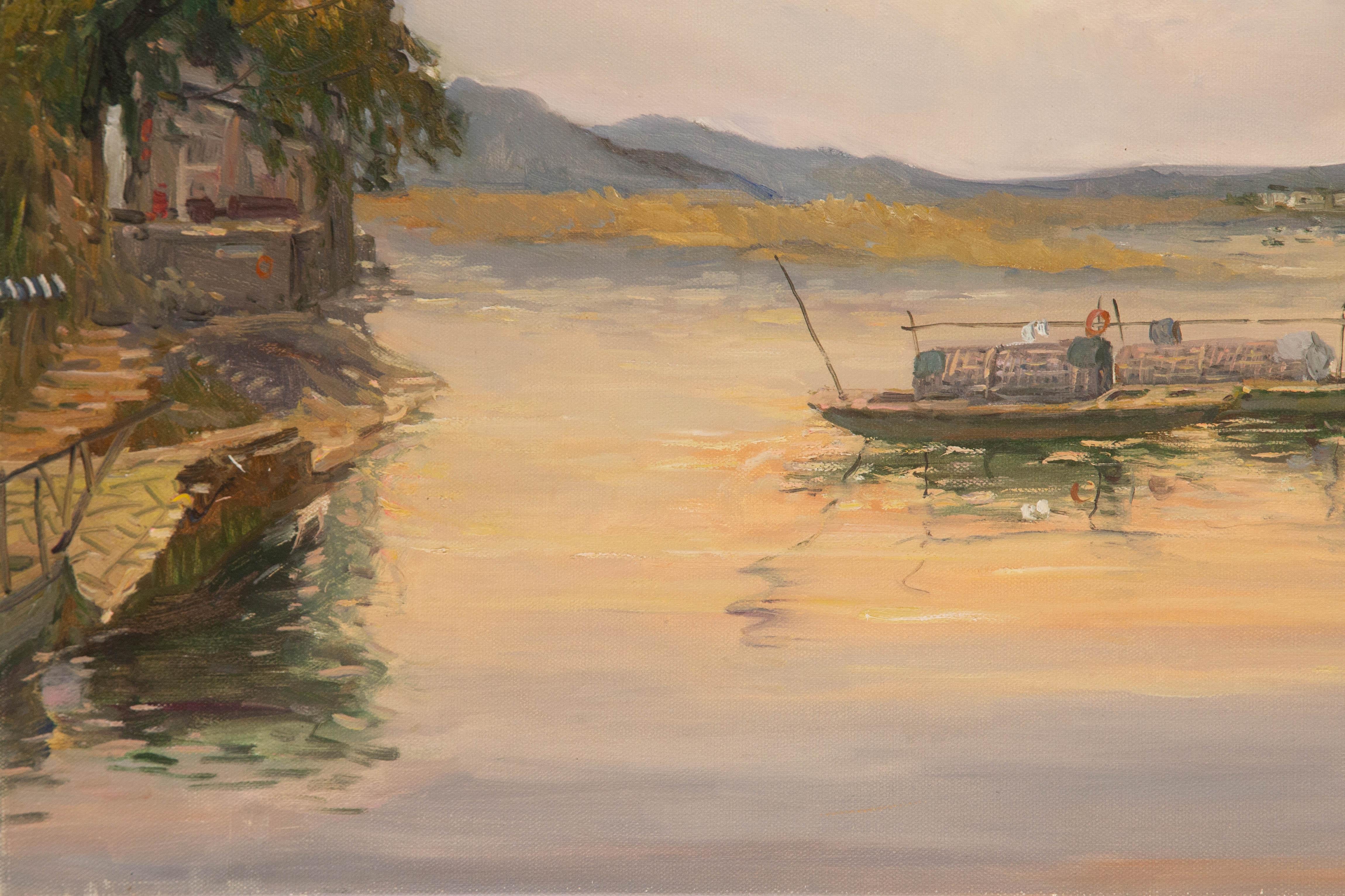 Suli Hu Landscape Original Oil On Canvas 