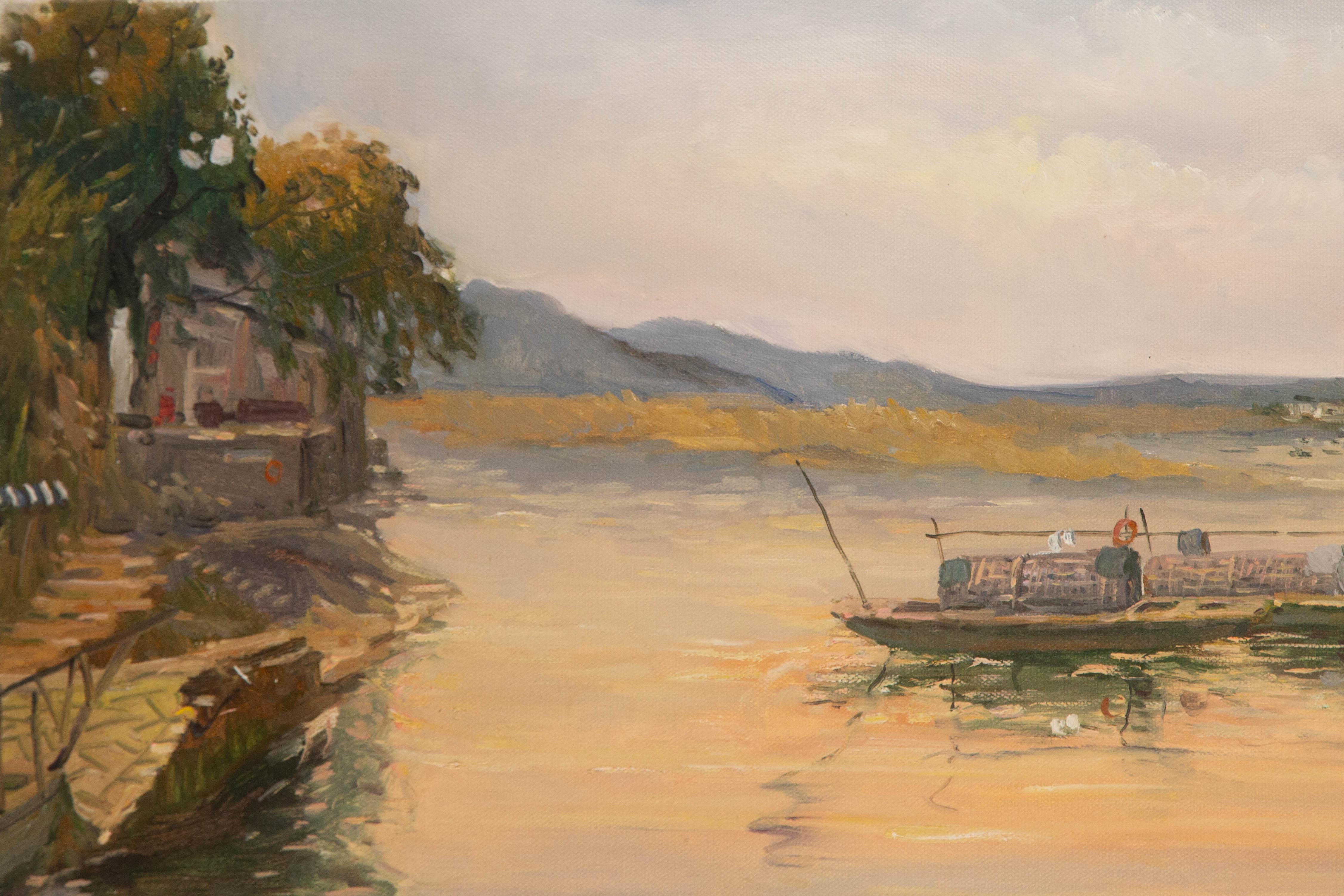 Suli Hu Landscape Original Oil On Canvas 