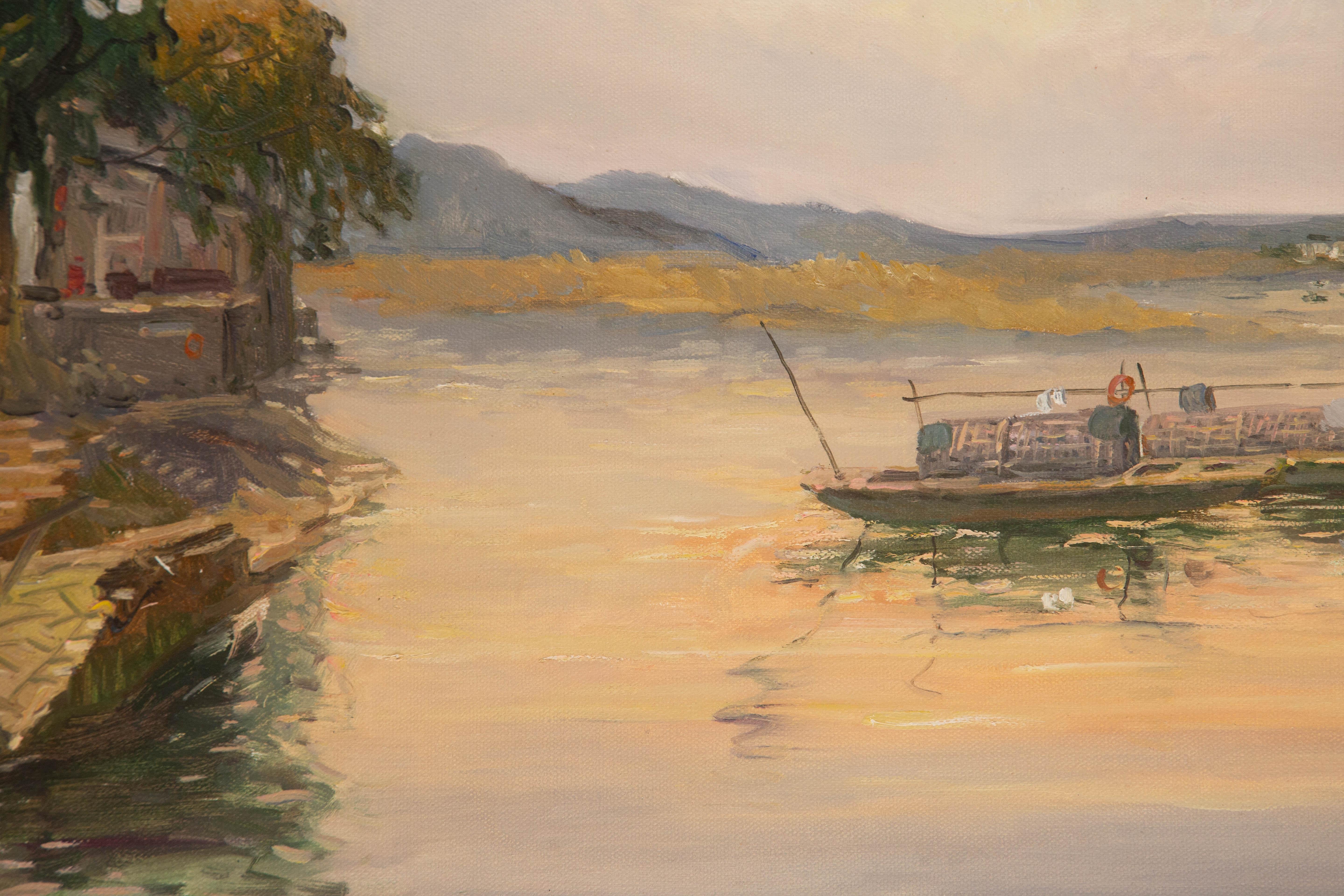 Suli Hu Landscape Original Oil On Canvas 