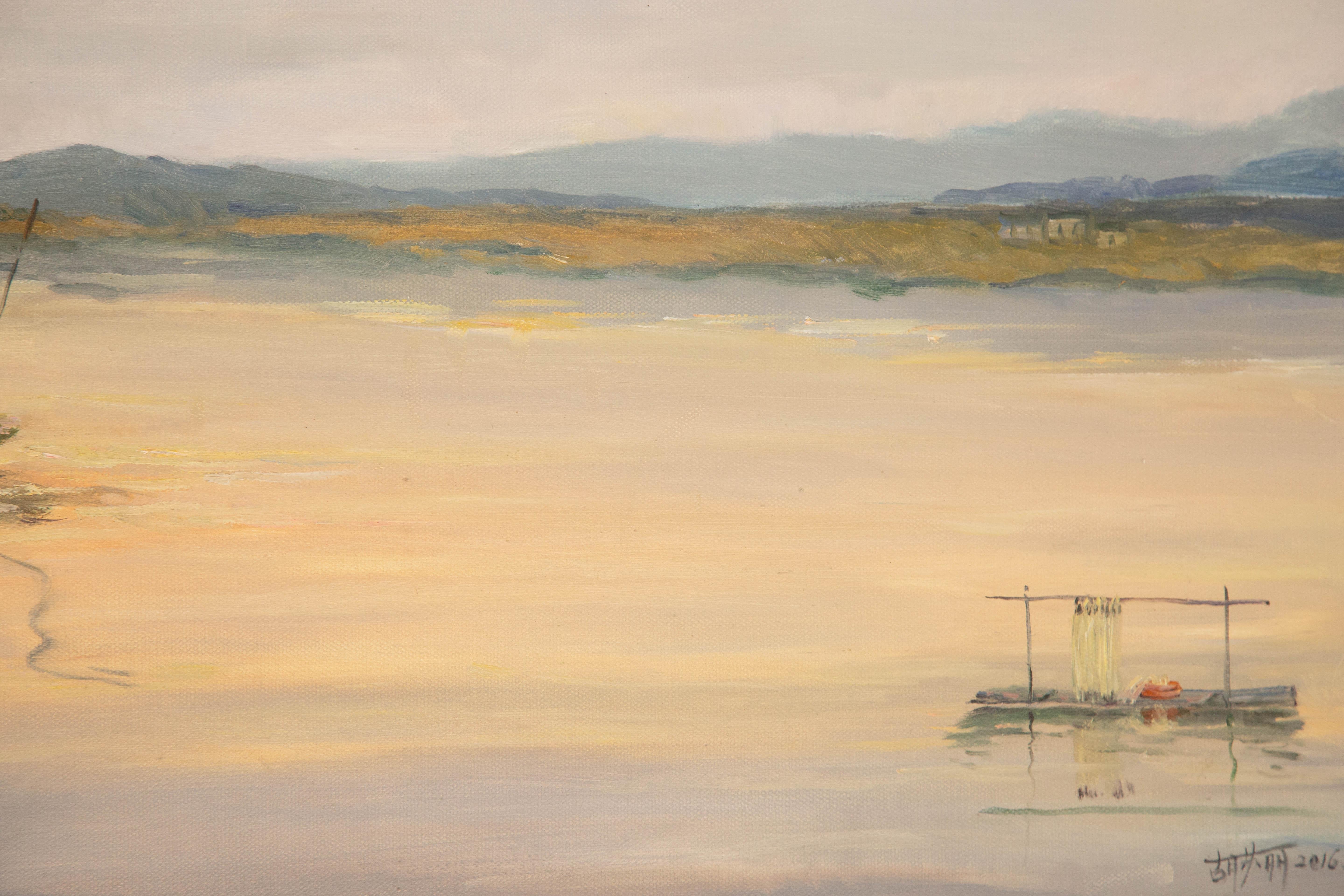 Suli Hu Landscape Original Oil On Canvas 