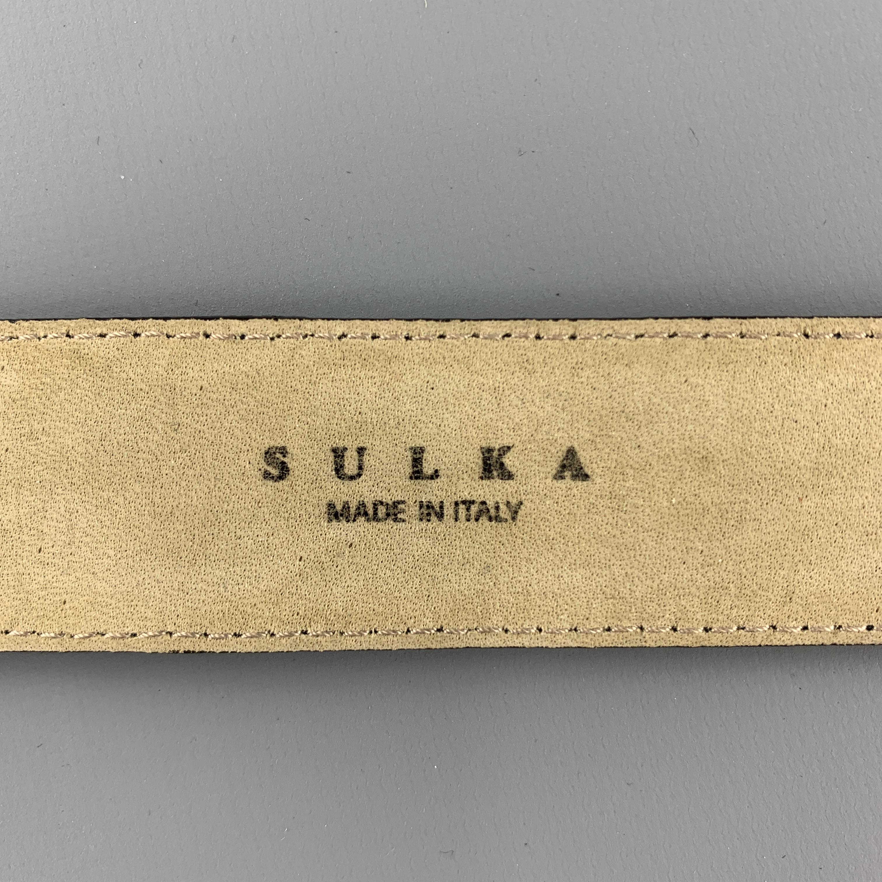SULKA Size 36 Black Crocodile Patent Leather Belt 2
