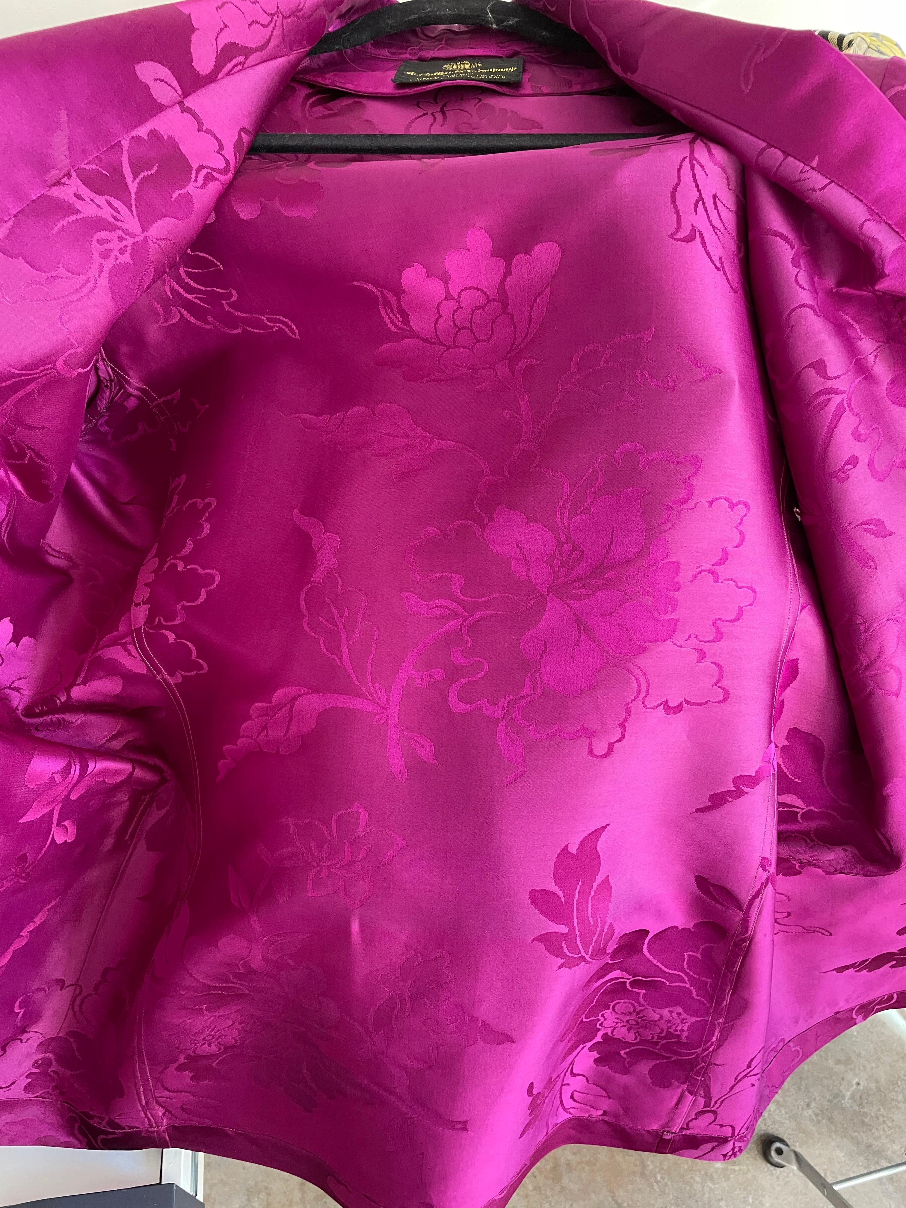 Men's Sulka Unlined 1950's Bespoke Purple Silk Smoking Jacket