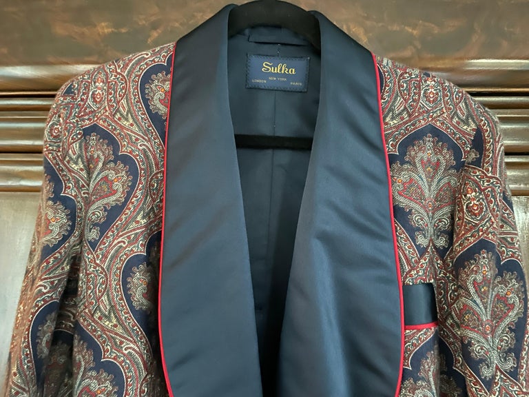 Sulka Unworn Bespoke Vintage Paisley Cashmere Silk Lined Smoking Evening Robe