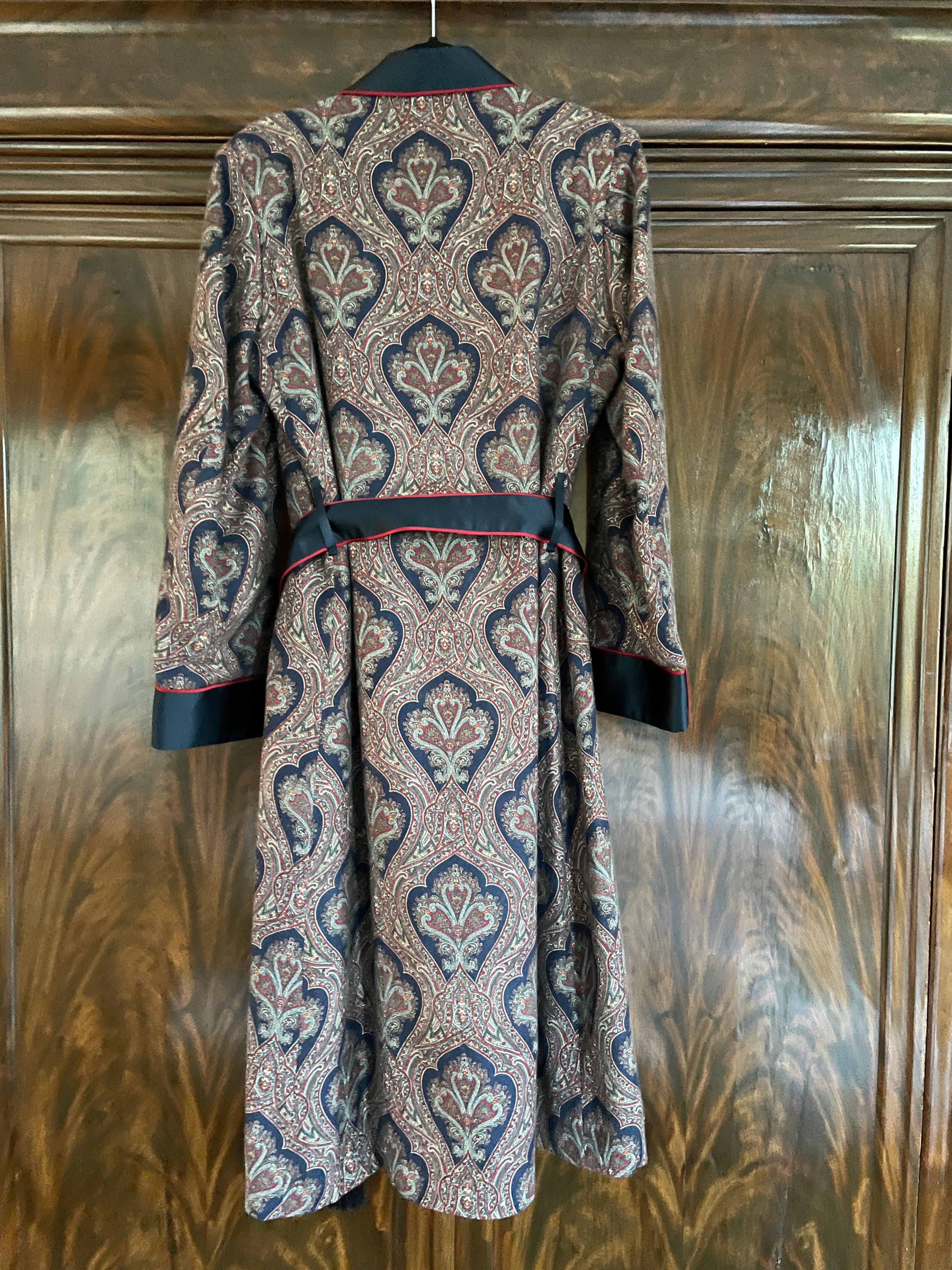 Gray Sulka Unworn Bespoke Vintage Paisley Cashmere Silk Lined Smoking Evening Robe For Sale