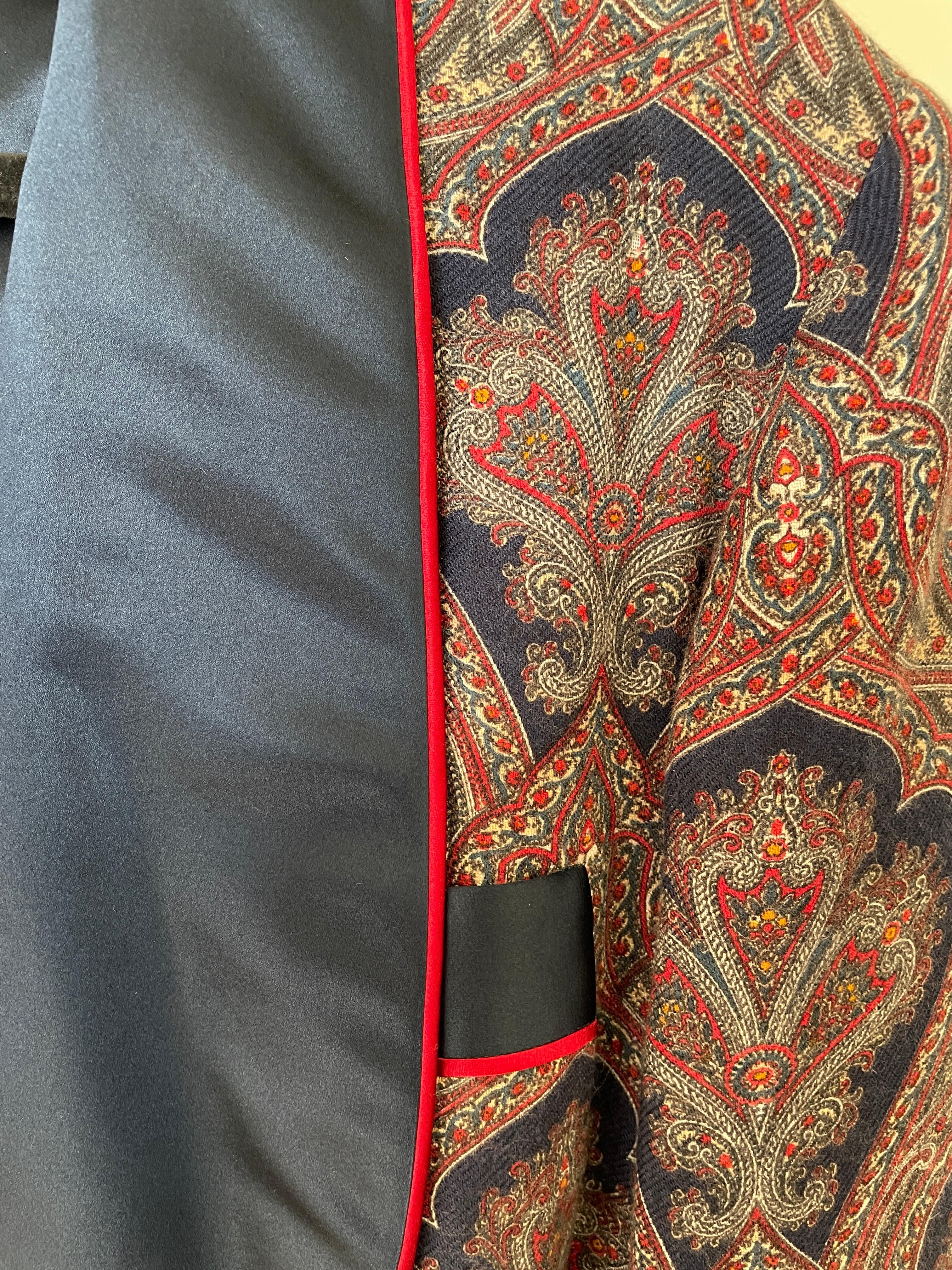 Sulka Unworn Bespoke Vintage Paisley Cashmere Silk Lined Smoking Evening Robe For Sale 1