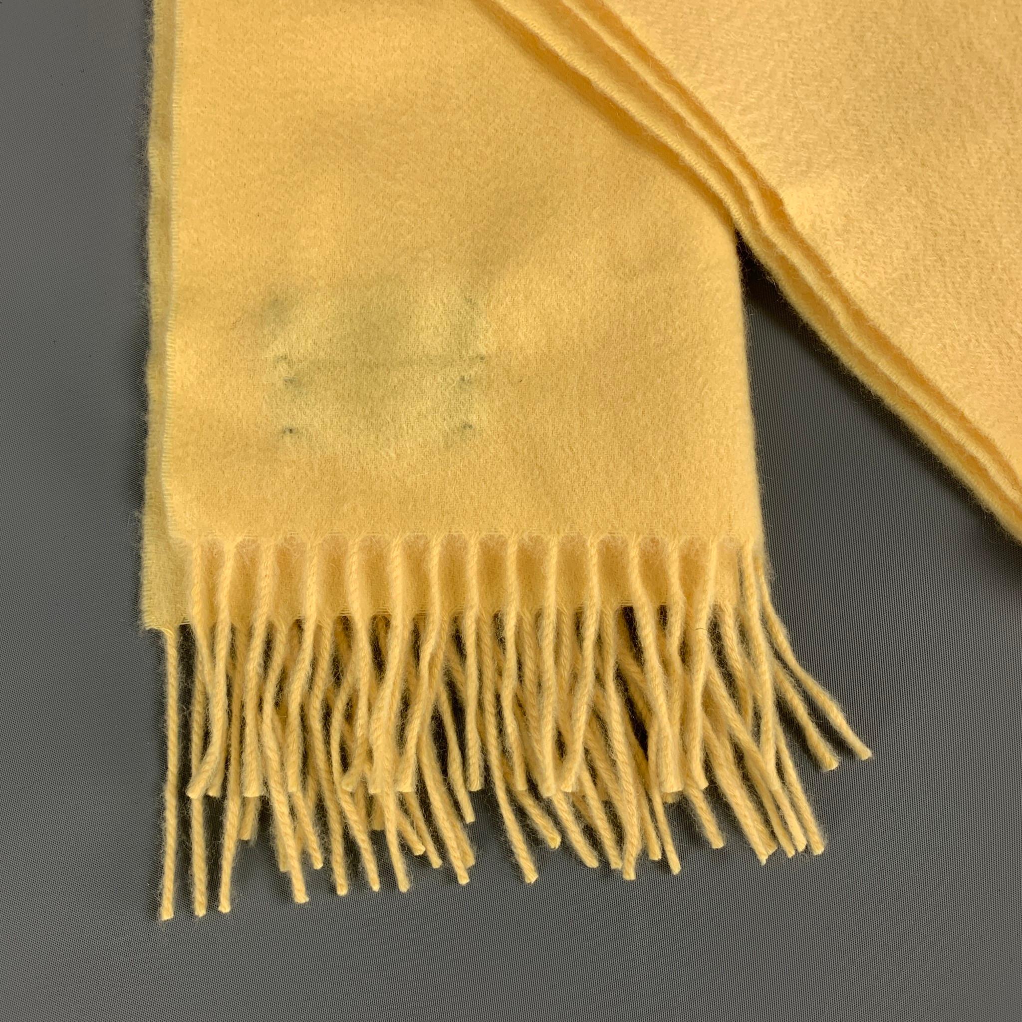 SULKA Yellow Cashmere Fringe Scarf In Good Condition In San Francisco, CA