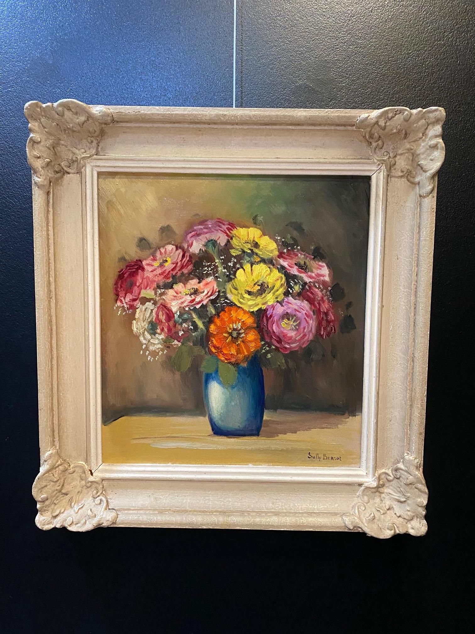 Bouquet by Sully Bersot - Oil on canvas 32x35 cm For Sale 2