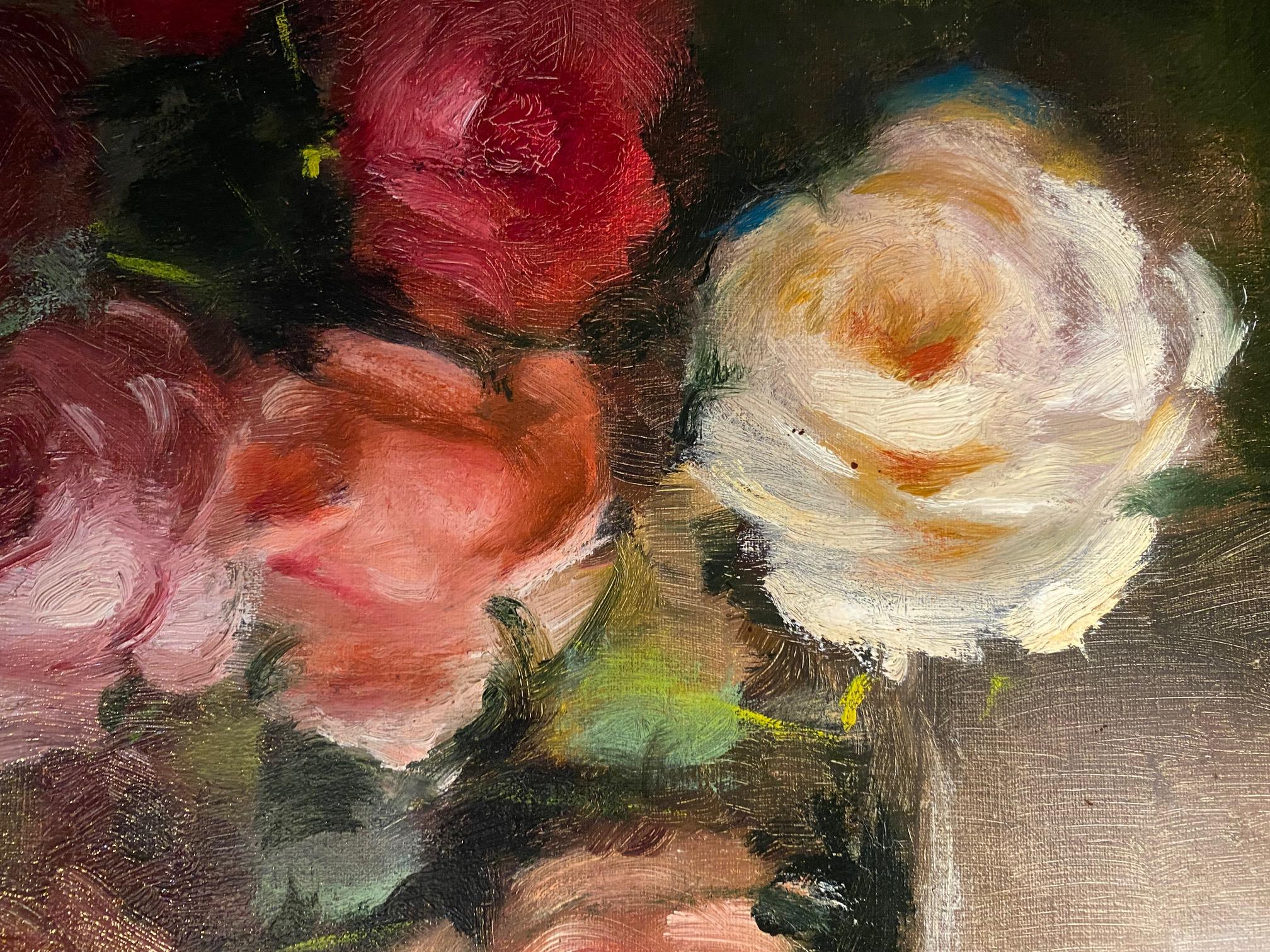 Roses bouquet by Sully Bersot - Oil on canvas 44x54 cm For Sale 8