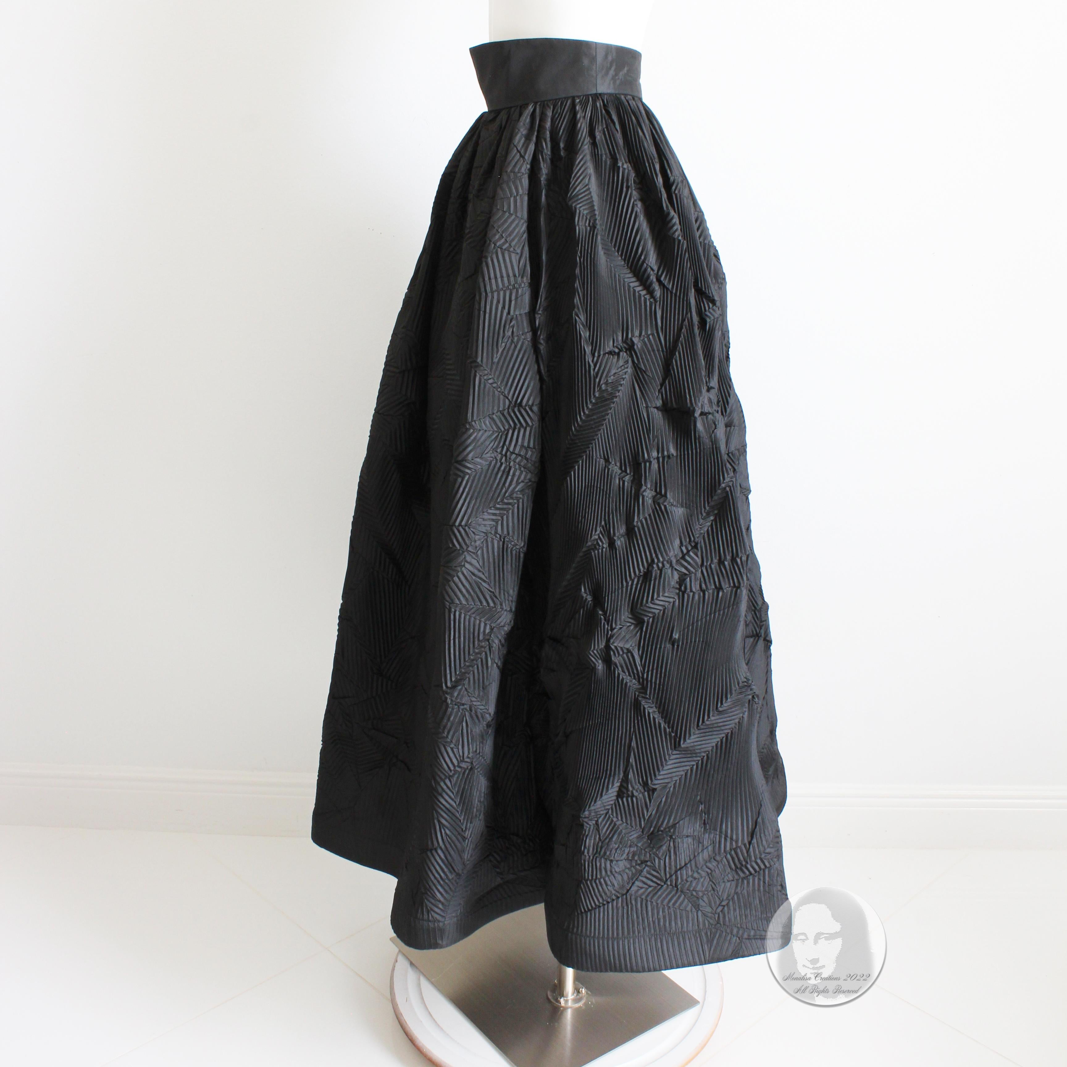 Sully Bonnelly Black Pleated Avant Garde Formal Skirt Full Length Size 8 1