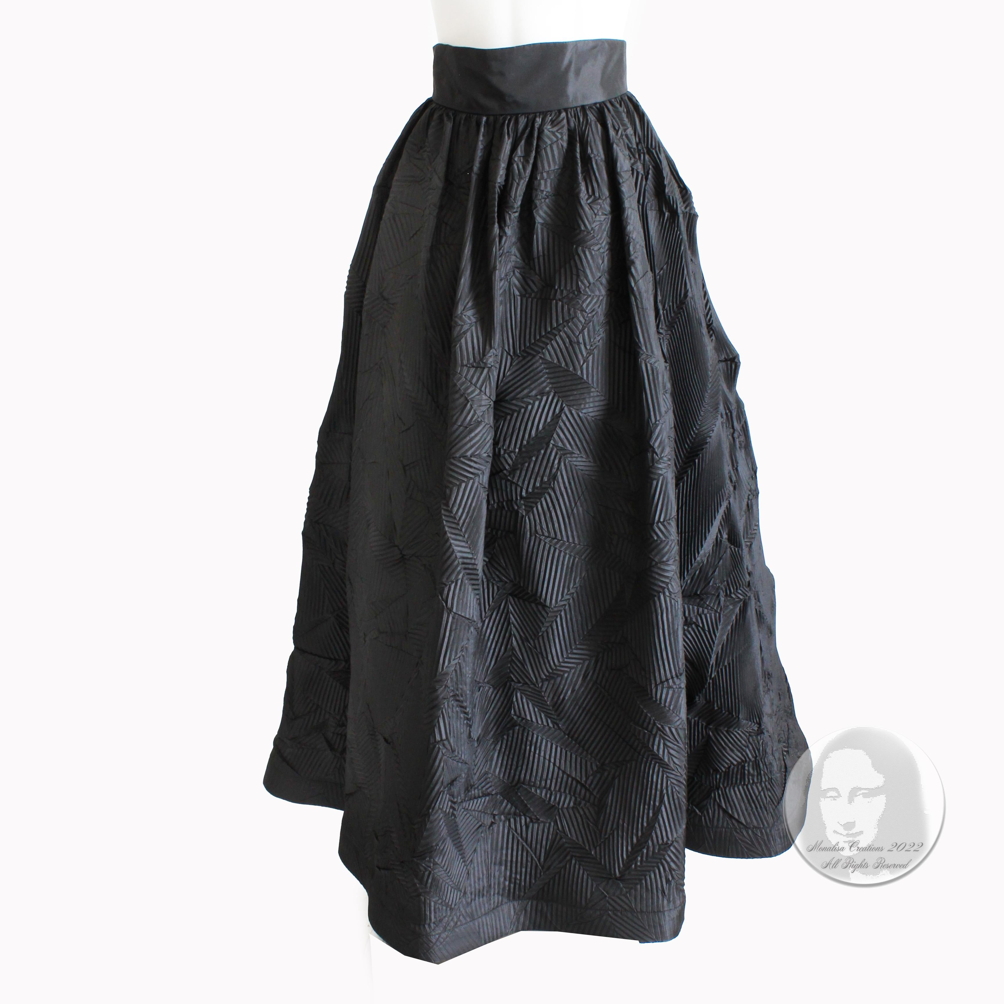 Sully Bonnelly Black Pleated Avant Garde Formal Skirt Full Length Size 8 2