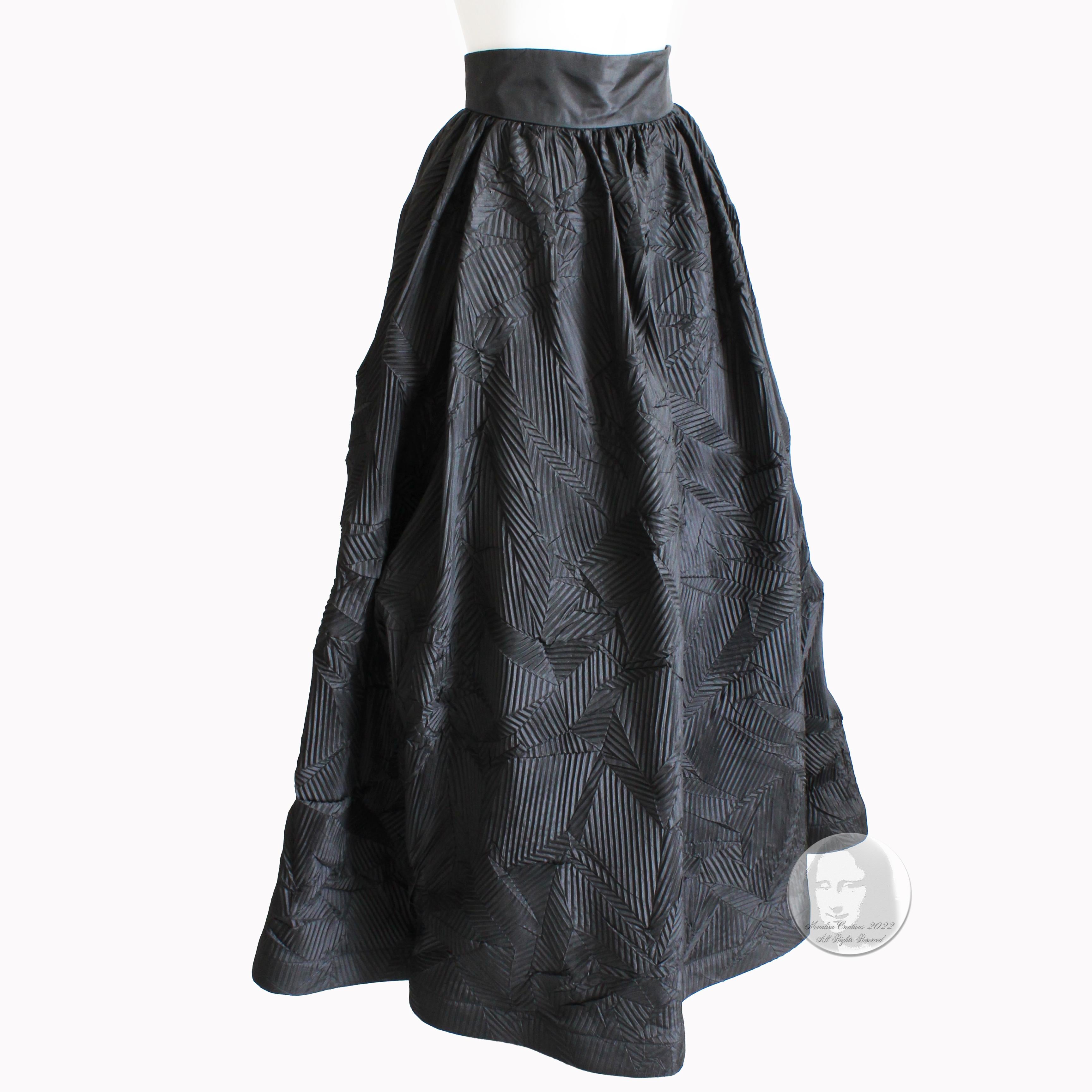 Sully Bonnelly Formal Skirt Black Full Length Abstract Pleated Avant Garde Sz 8 For Sale 1