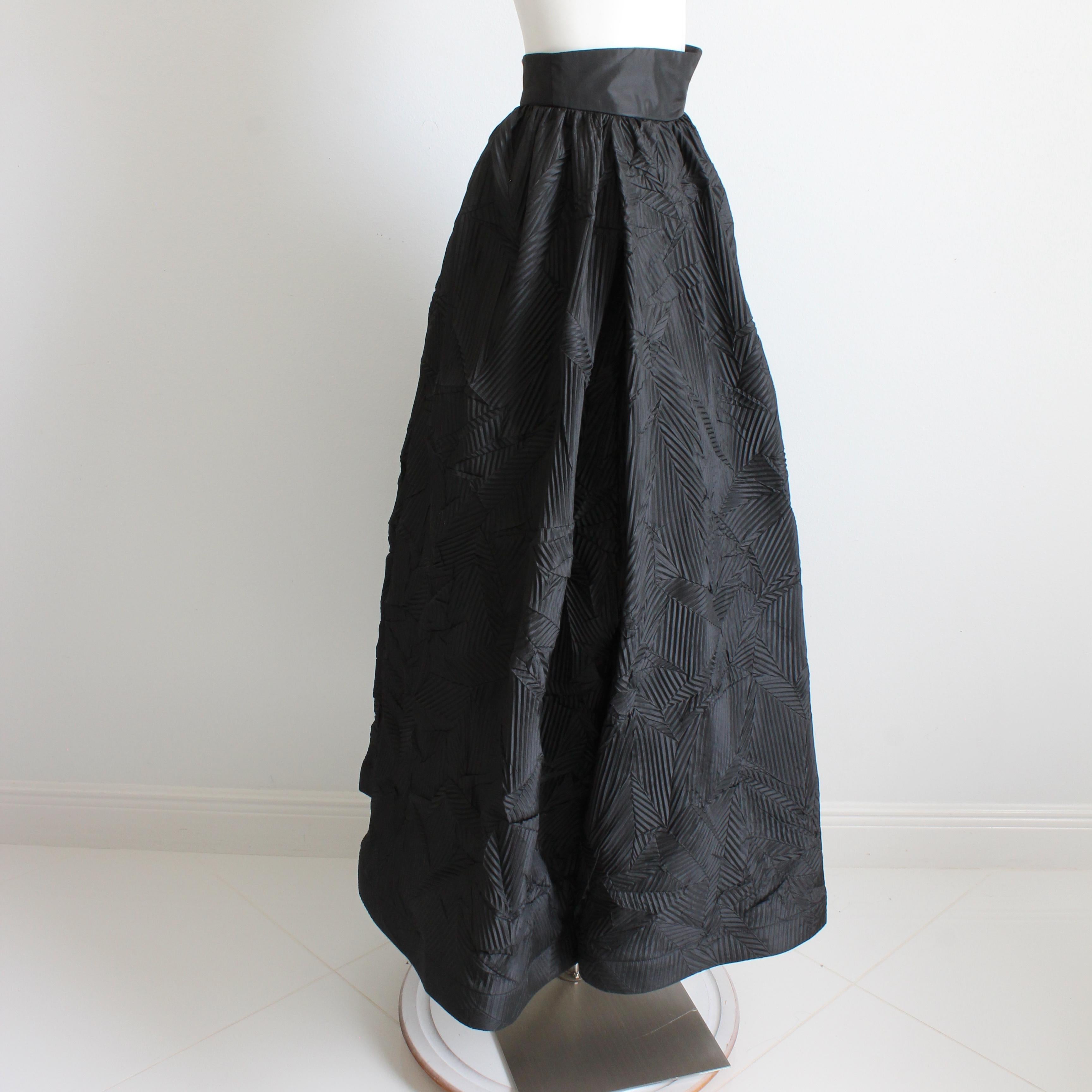 Sully Bonnelly Formal Skirt Black Full Length Abstract Pleated Avant Garde Sz 8 For Sale 1