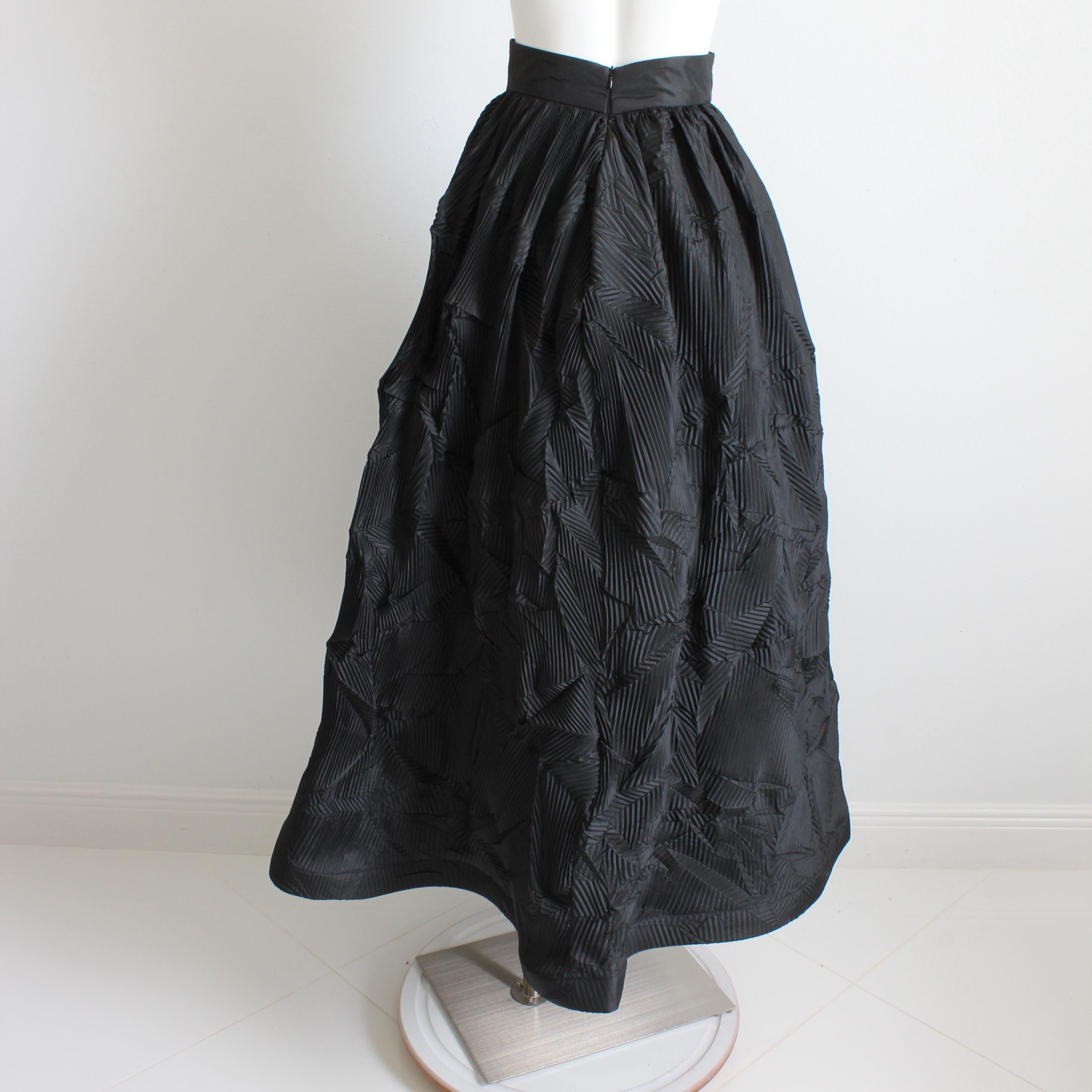 Sully Bonnelly Formal Skirt Black Full Length Abstract Pleated Avant Garde Sz 8 For Sale 2
