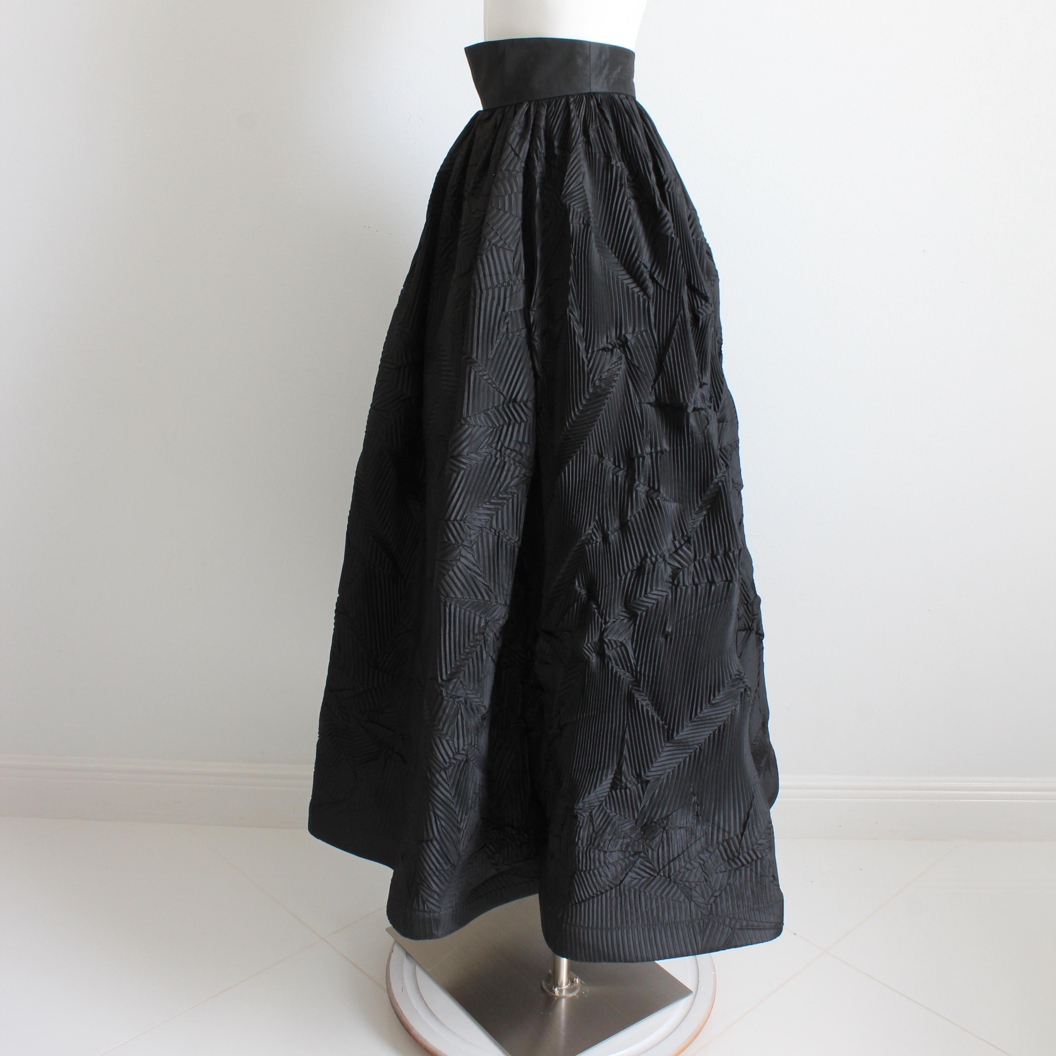 Sully Bonnelly Formal Skirt Black Full Length Abstract Pleated Avant Garde Sz 8 For Sale 3