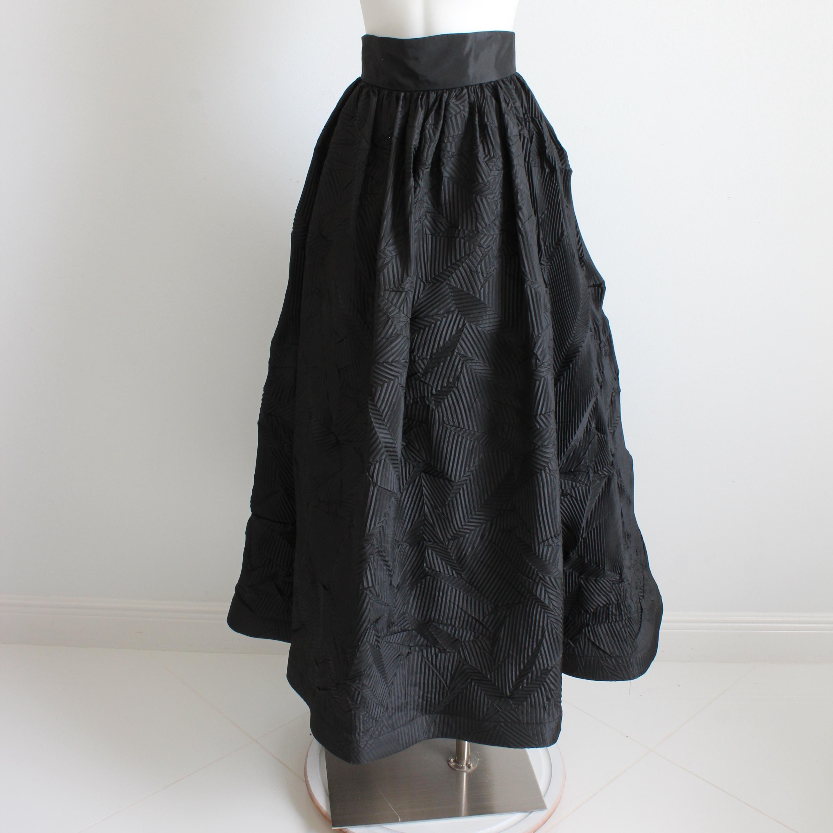 Sully Bonnelly Formal Skirt Black Full Length Abstract Pleated Avant Garde Sz 8 For Sale 4