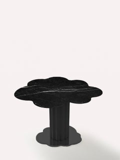 Sulpap Burgundy Marble Dining Table with Polished Chrome Metal Base