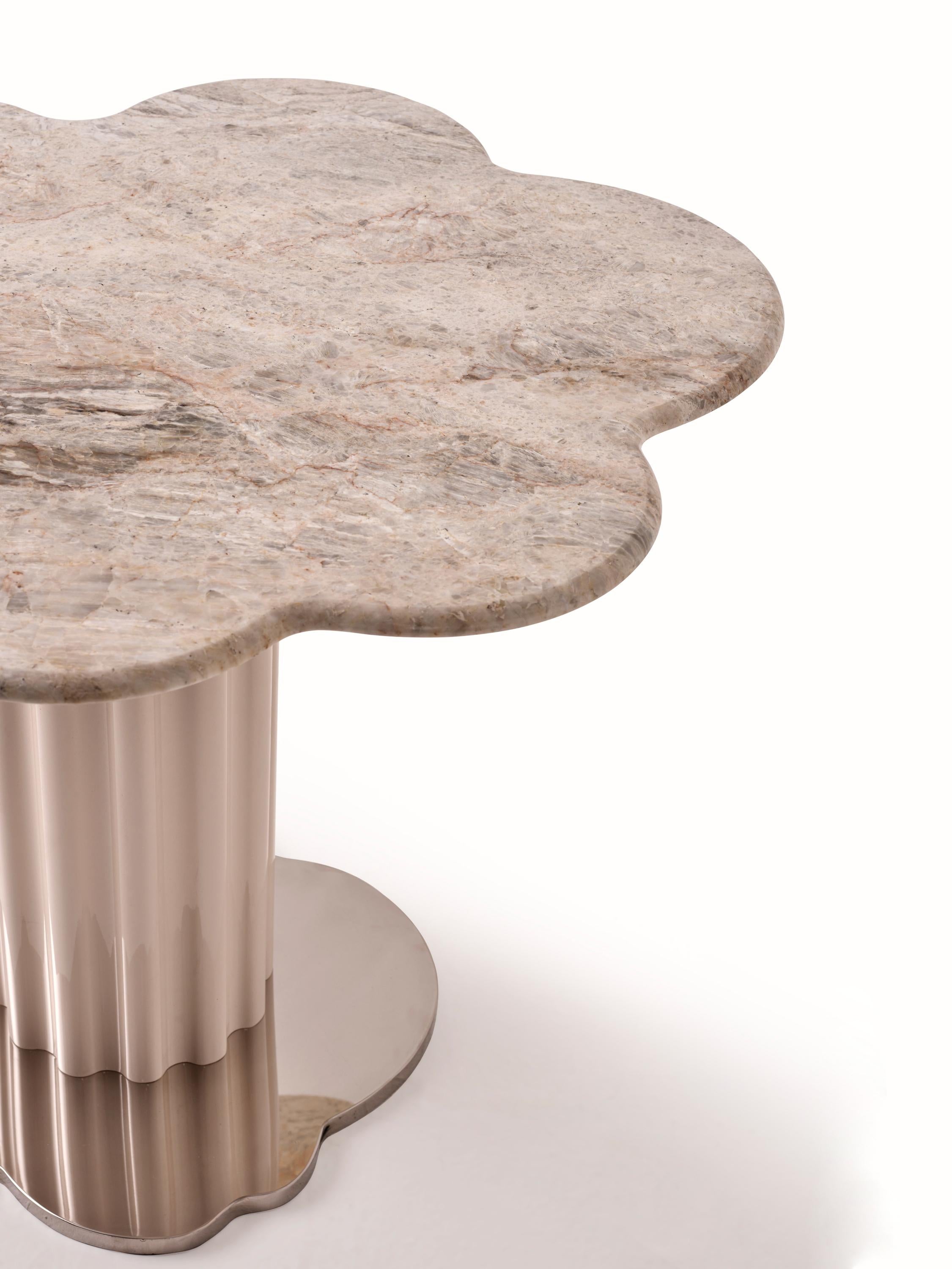 Sulpap Burgundy Marble Dining Table with Polished Chrome Metal Base In New Condition For Sale In Istanbul, TR
