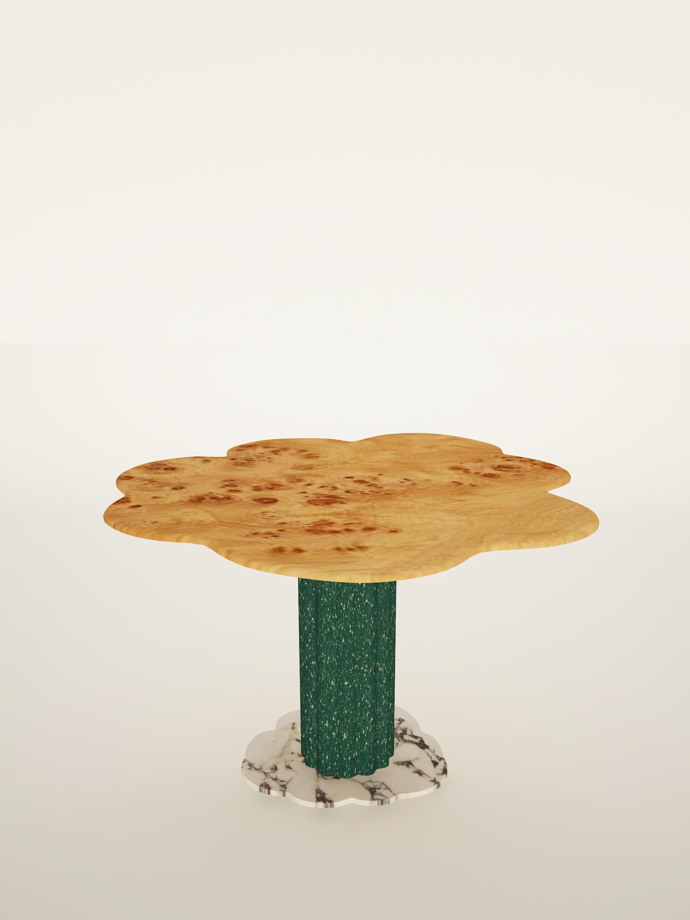 Sulpap Green Onyx Marble Dining Table with Polished Chrome Metal Base For Sale 5