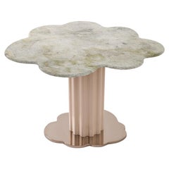 Sulpap Green Onyx Marble Dining Table with Polished Chrome Metal Base