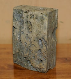 SULPTED ROUGH CUT ANTiQUE LIBRARY BOOK CARVED FROM ROCK PART OF A LARGE SUITE