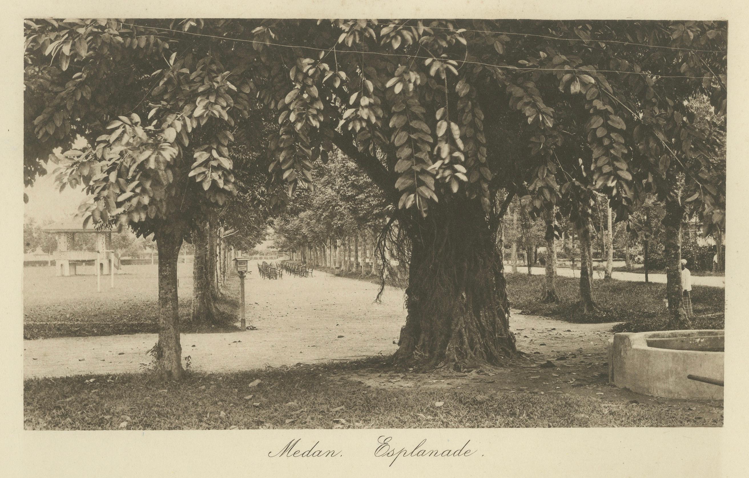 Palazzo e spianata del Sultano di Deli, Medan, Sumatra, Indie Orientali Olandesi, 1910 ca. In condizioni buone in vendita a Langweer, NL