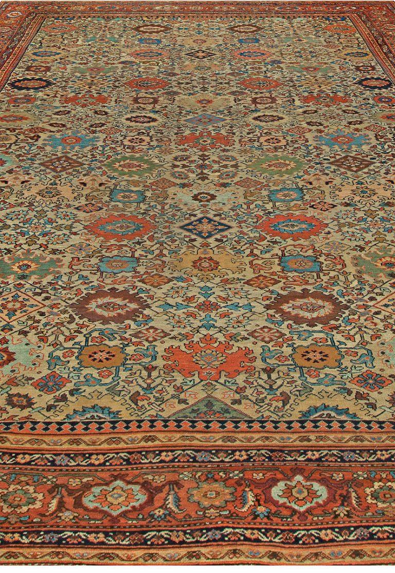 Persian Authentic 19th Century Sultanabad Handmade Wool Rug For Sale