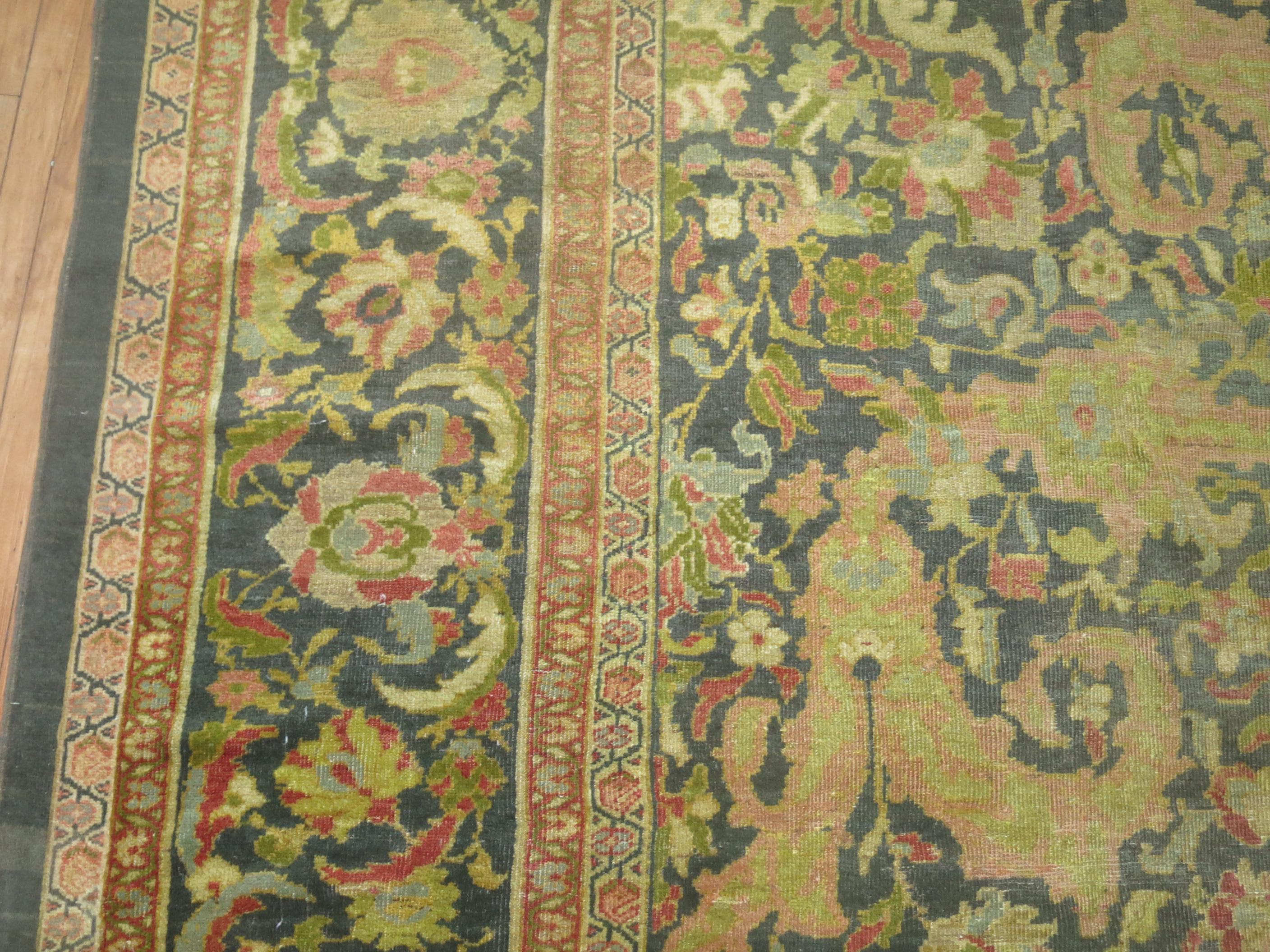 Green 19th Century Sultanabad Carpet Attributed to Ziegler and Co For Sale 5