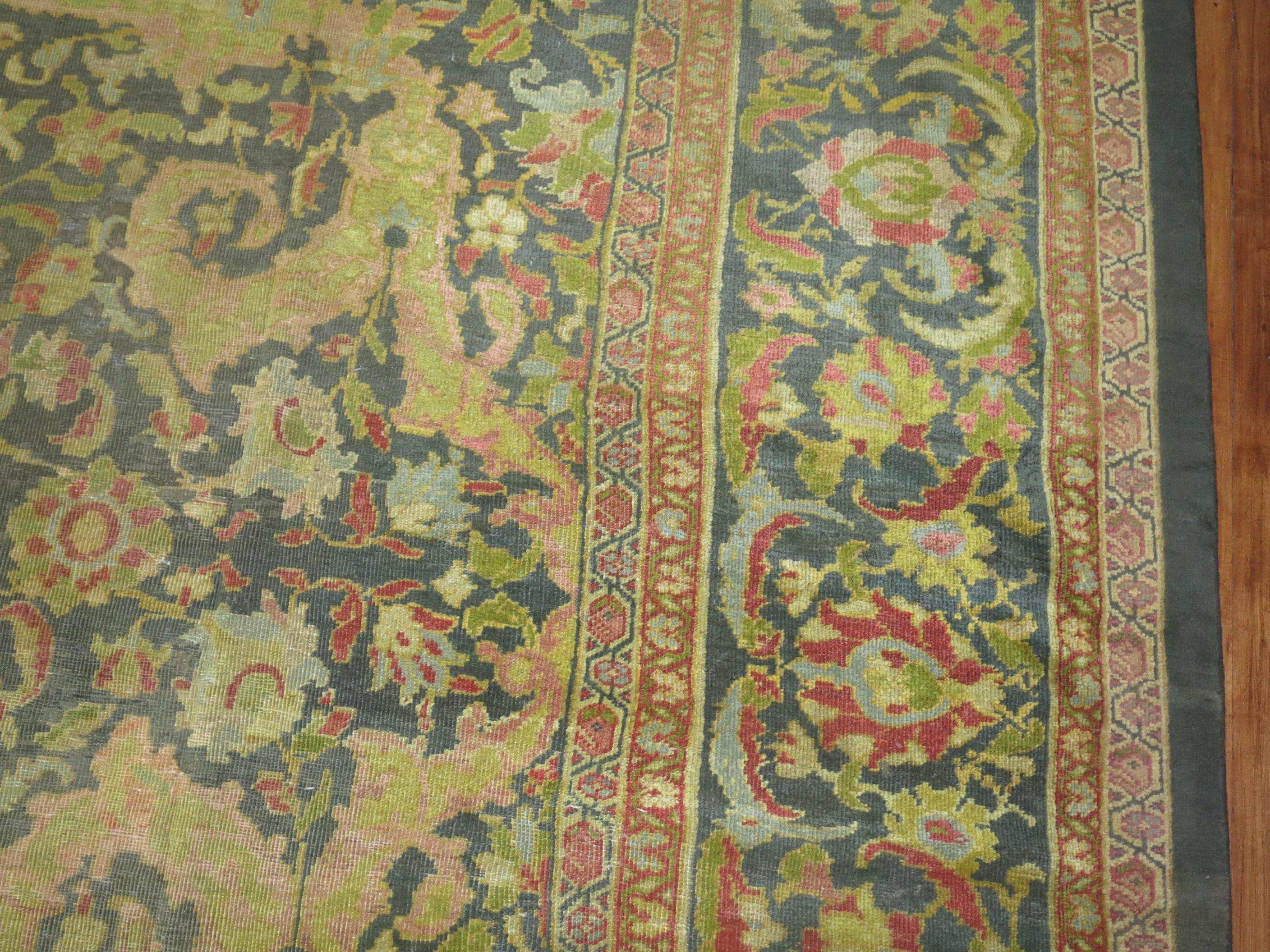 Green 19th Century Sultanabad Carpet Attributed to Ziegler and Co For Sale 6