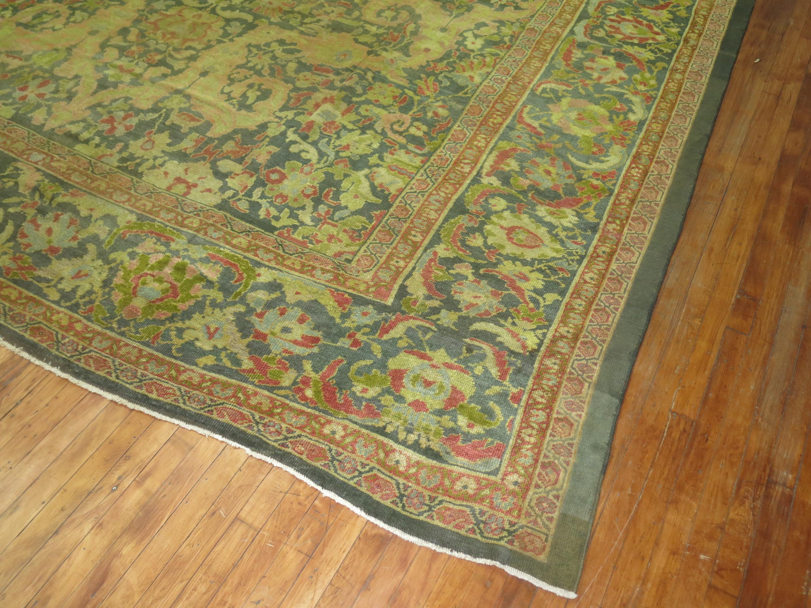 Green 19th Century Sultanabad Carpet Attributed to Ziegler and Co For Sale 7