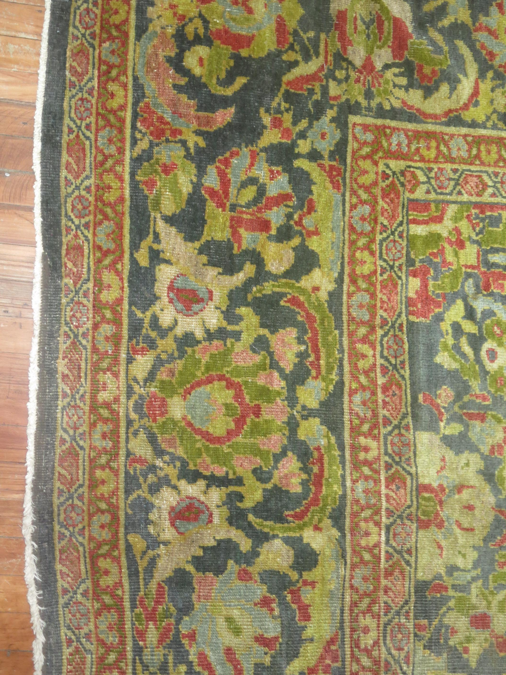 Green 19th Century Sultanabad Carpet Attributed to Ziegler and Co For Sale 12