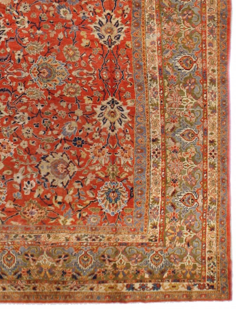 Carpets from Sultanabad in Central Persia are renowned for maintaining an exceptional degree of elegance while using a larger scale of design and thick lustrous wool. It was this aesthetic, so compatible with European interiors of the late