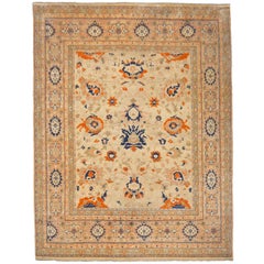 Tapis Sultanabad Mahal à motif de poils de laine noués à la main de 8 x 10 pieds