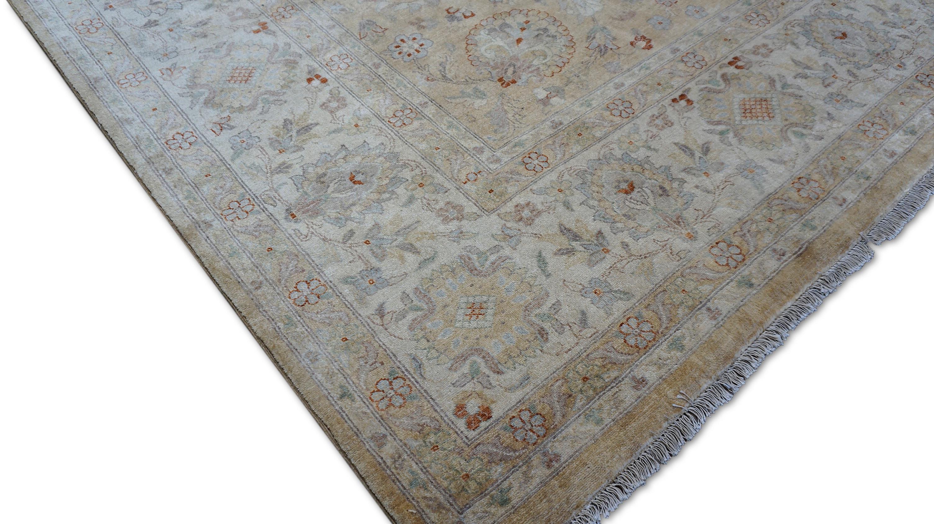 Sultanabad Rugs Beige y Oro Alfombra Anudada a Mano 8'11''x11'10'' Anudado a mano en venta