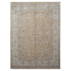 Sultanabad Pattern Beige and Gold Hand-Knotted Rug 8'11''x11'10''