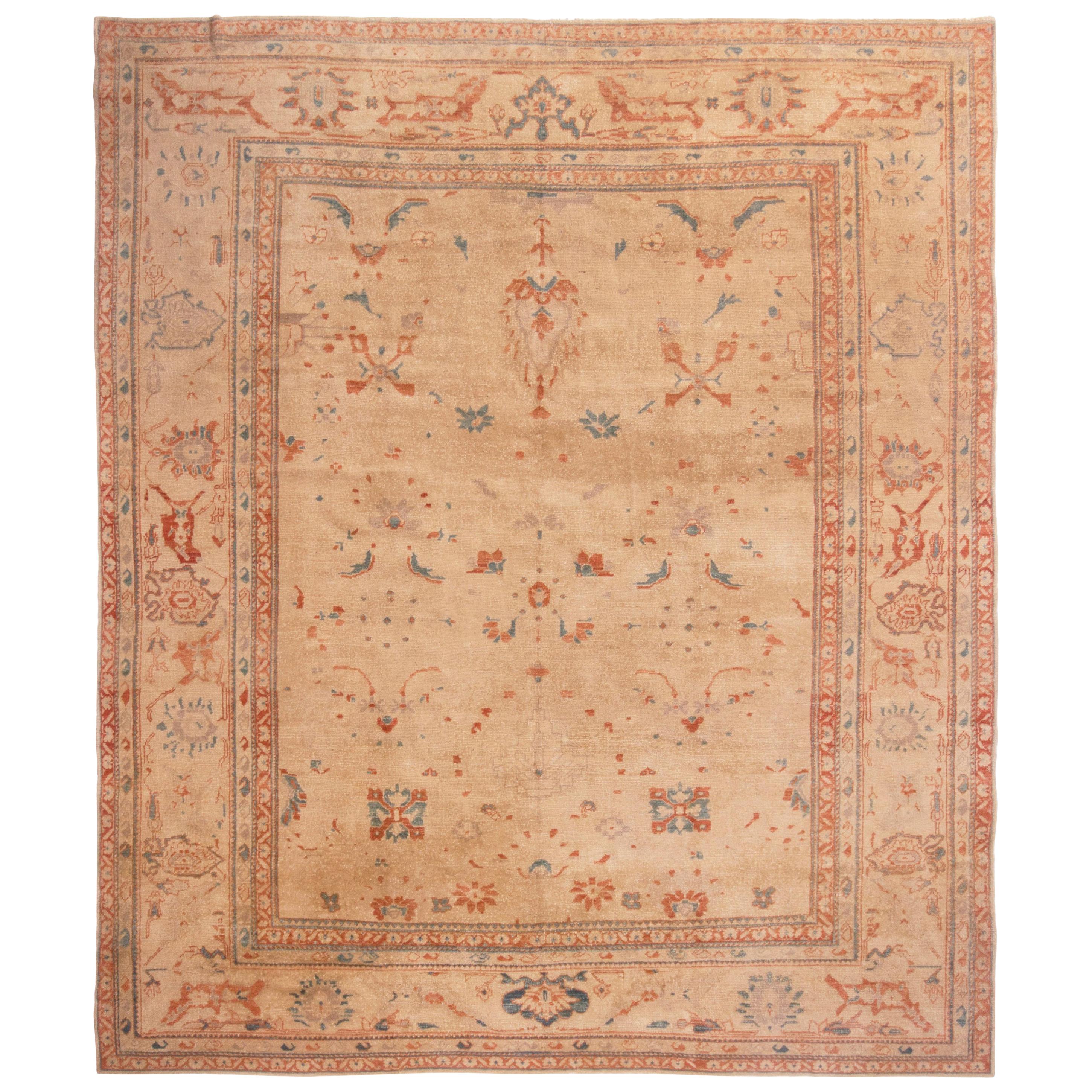 Rug & Kilim's Sultanabad Pink Wool Rug with Geometric All-Over Floral Pattern For Sale