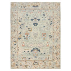 Sultanabad Rugs, handgeknüpft, 13 × 9,7 ft - Hellblau, Beige und Marine