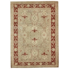 Sultanabad Rugs con design stilizzato in cammello chiaro, crema e rosso granato