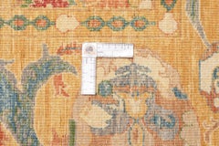 Sultanabad Skull Rug Hand-Knotted Memento Mori Wool Carpet in Saffron, 8 x 10 FT