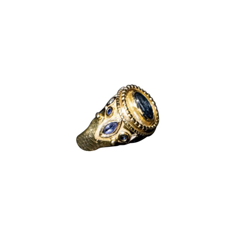 En venta: Anillo Sultanato de Oro de 18k con Tanzanitas, Zafiros y Aguamarinas  2