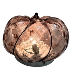 Sultano Iron Caged Venetian Glass Flush Mount or Sconce, Italy 1950s