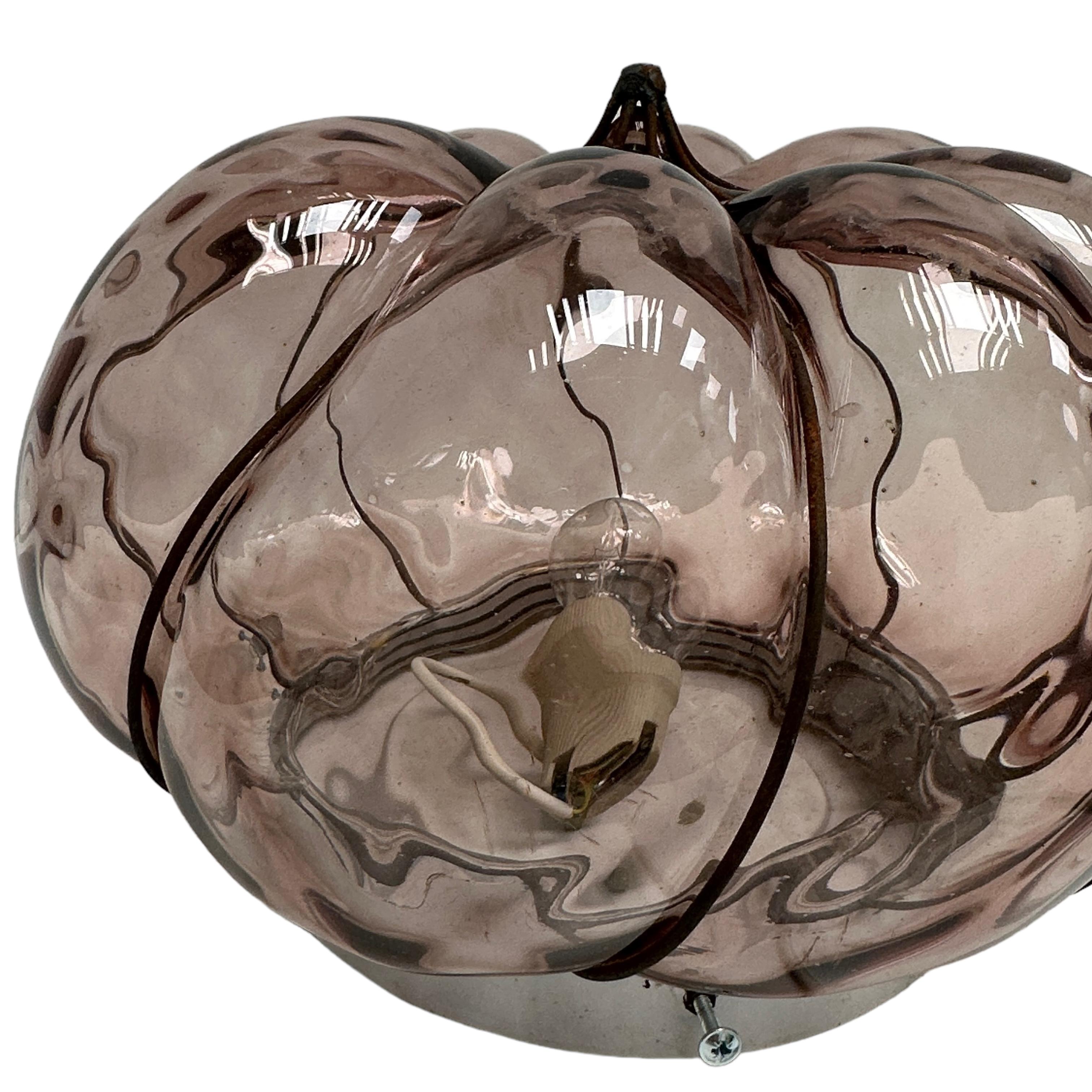 Sultano Iron Caged Venetian Glass Flush Mount or Sconce, Italy 1950s 1
