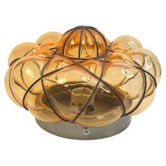 Sultano Onion Dome Iron Caged Venetian Glass Flush Mount or Sconce, Italy 1950s
