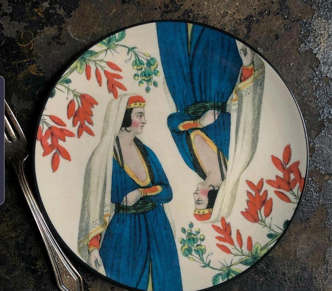 Italian Sultan's Journey Valide Porcelain Plate by Patch NYC for Les-Ottomans For Sale