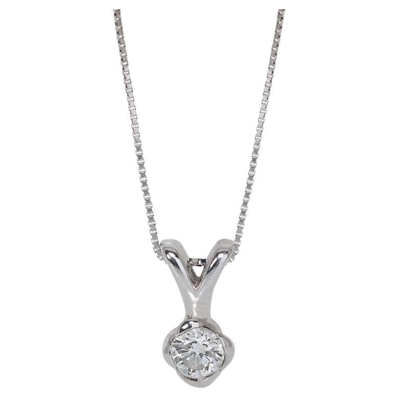 Sultry White Gold Solitaire Diamond Necklace For Sale