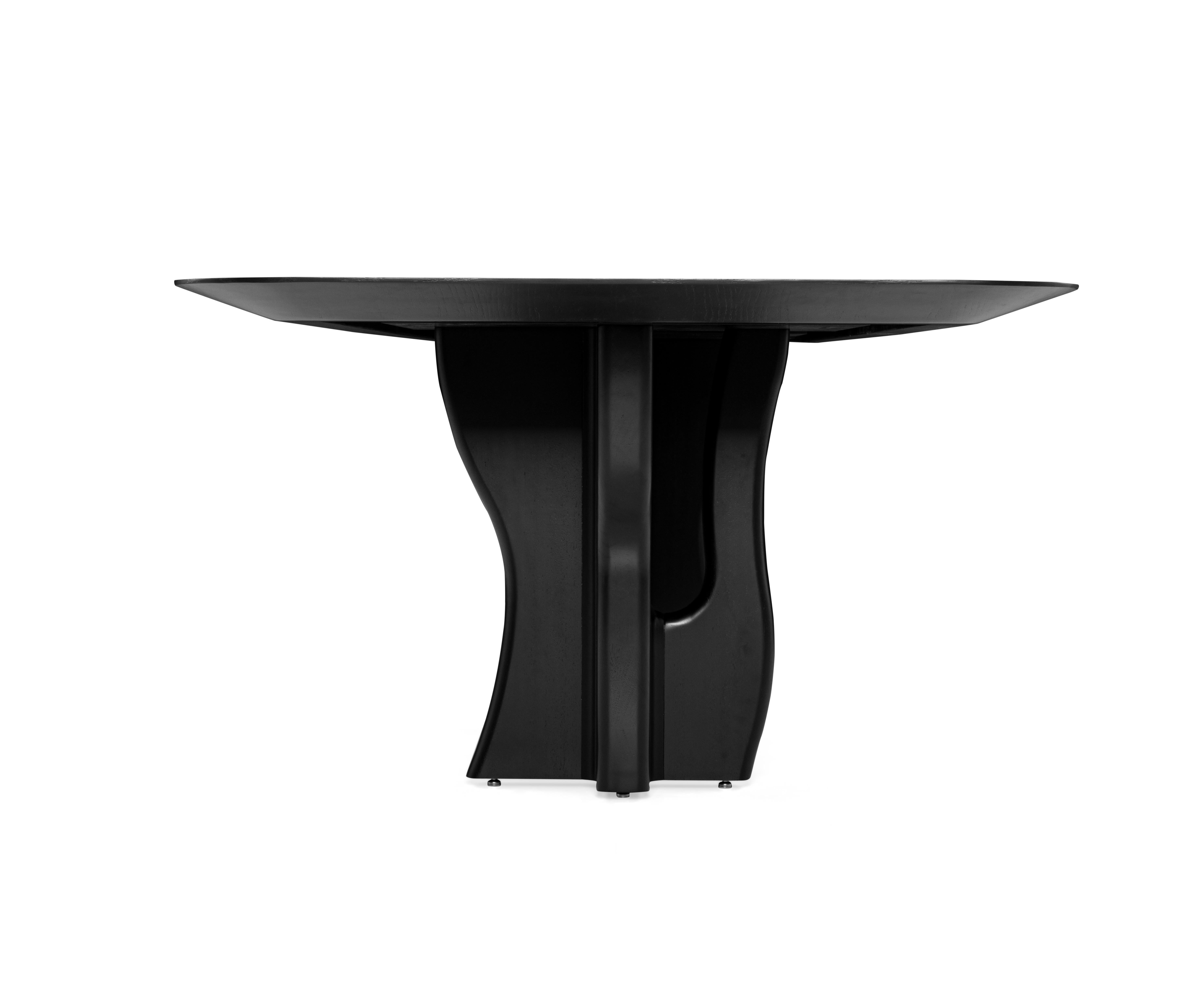 Suma Dining Table with Black Oak Top and Organic Solid Wood Legs 110'' In New Condition For Sale In Miami, FL