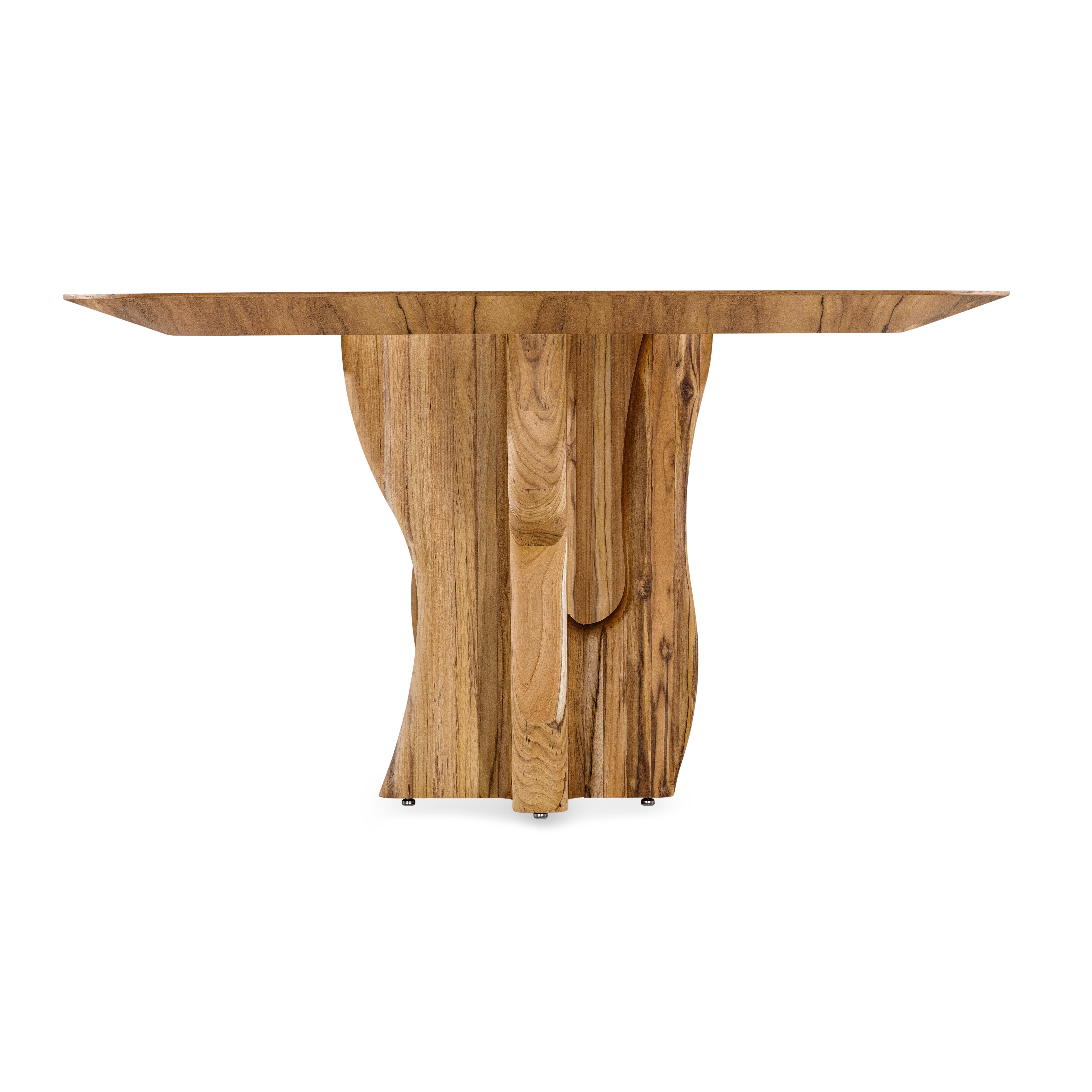 Suma Dining Table with Teak Veneered Top and Organic Solid Wood Legs 86'' For Sale 3