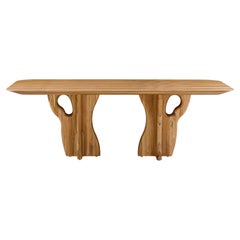 Suma 86" Dining Table with Teak Veneered Top and Organic Solid Wood Legs
