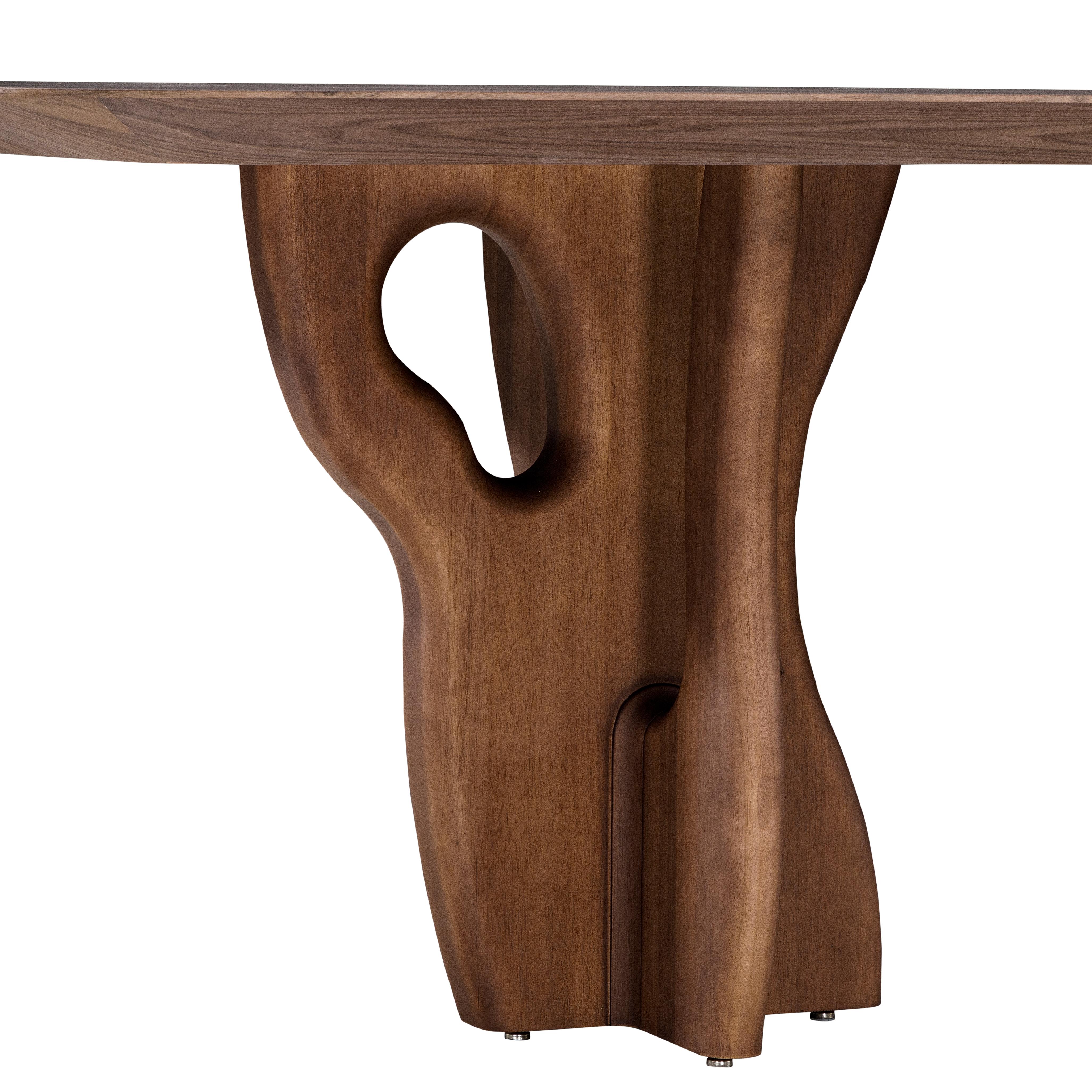 Suma Dining Table with Walnut Veneered Top and Organic Solid Wood Legs 86'' In New Condition For Sale In Miami, FL